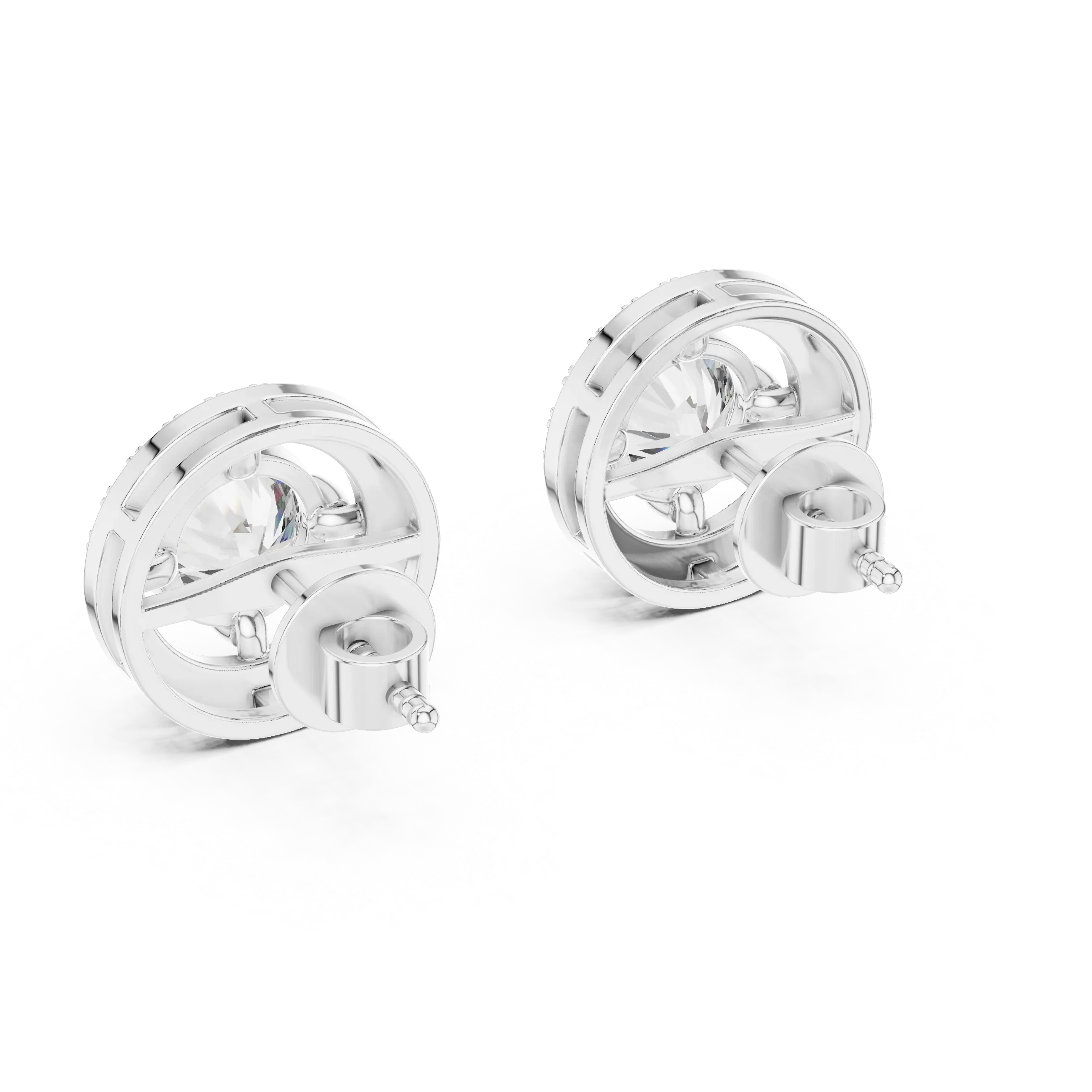 MJER07 - Round Cut Floating Halo Studs