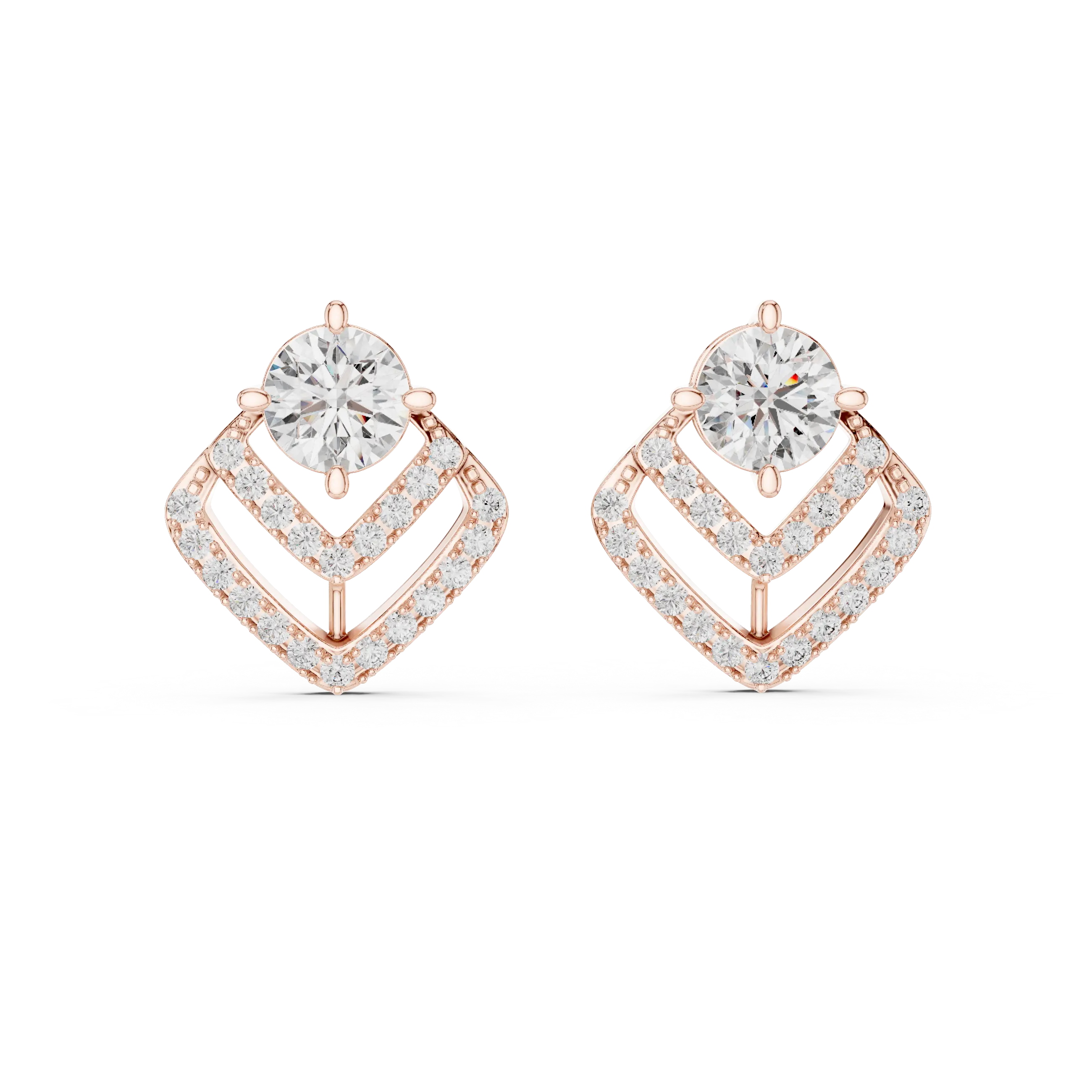 MJER08 - Square Cushion Frame Solitaire Studs