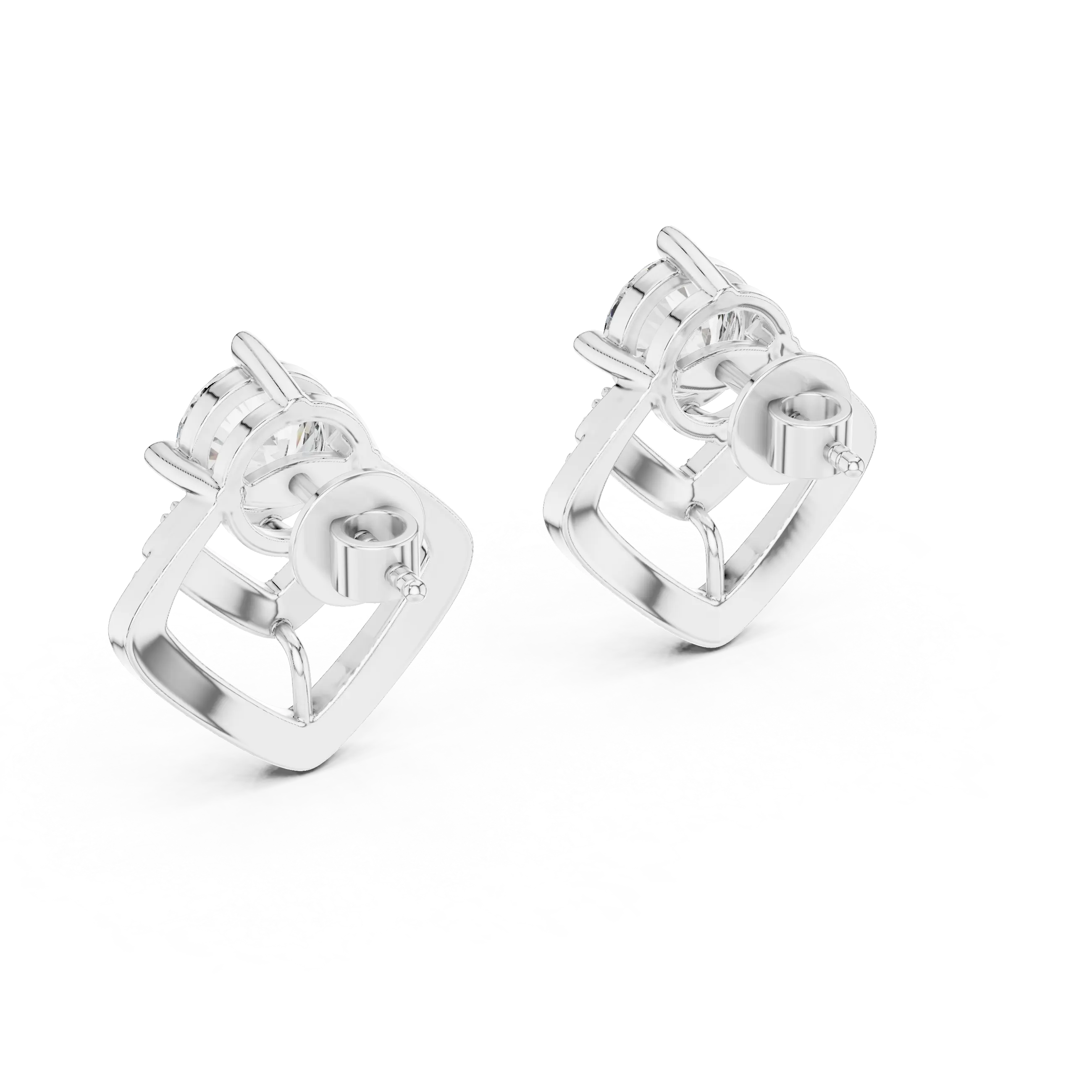 MJER08 - Square Cushion Frame Solitaire Studs
