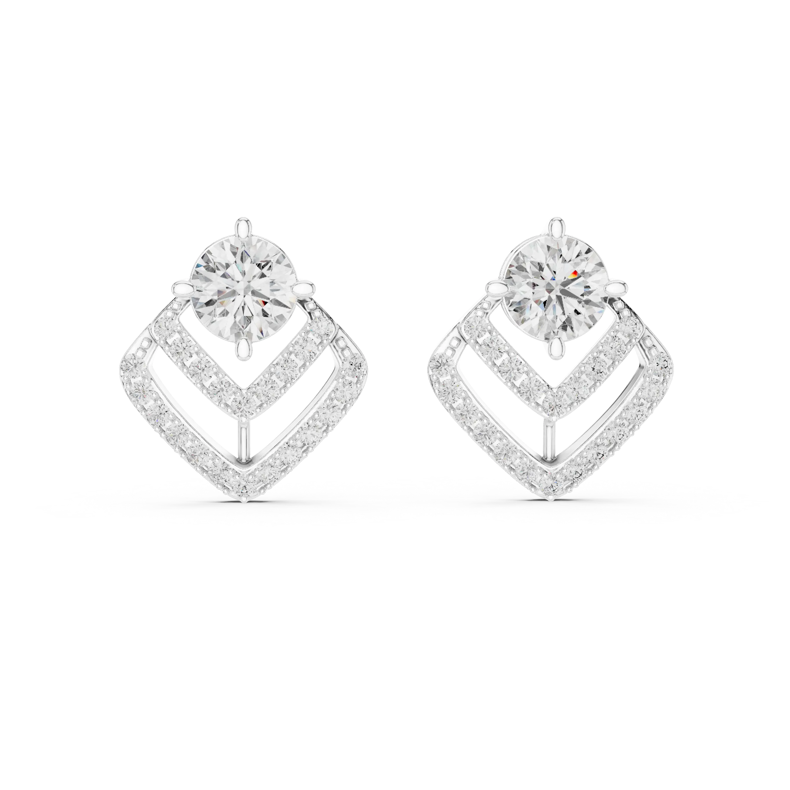 MJER08 - Square Cushion Frame Solitaire Studs
