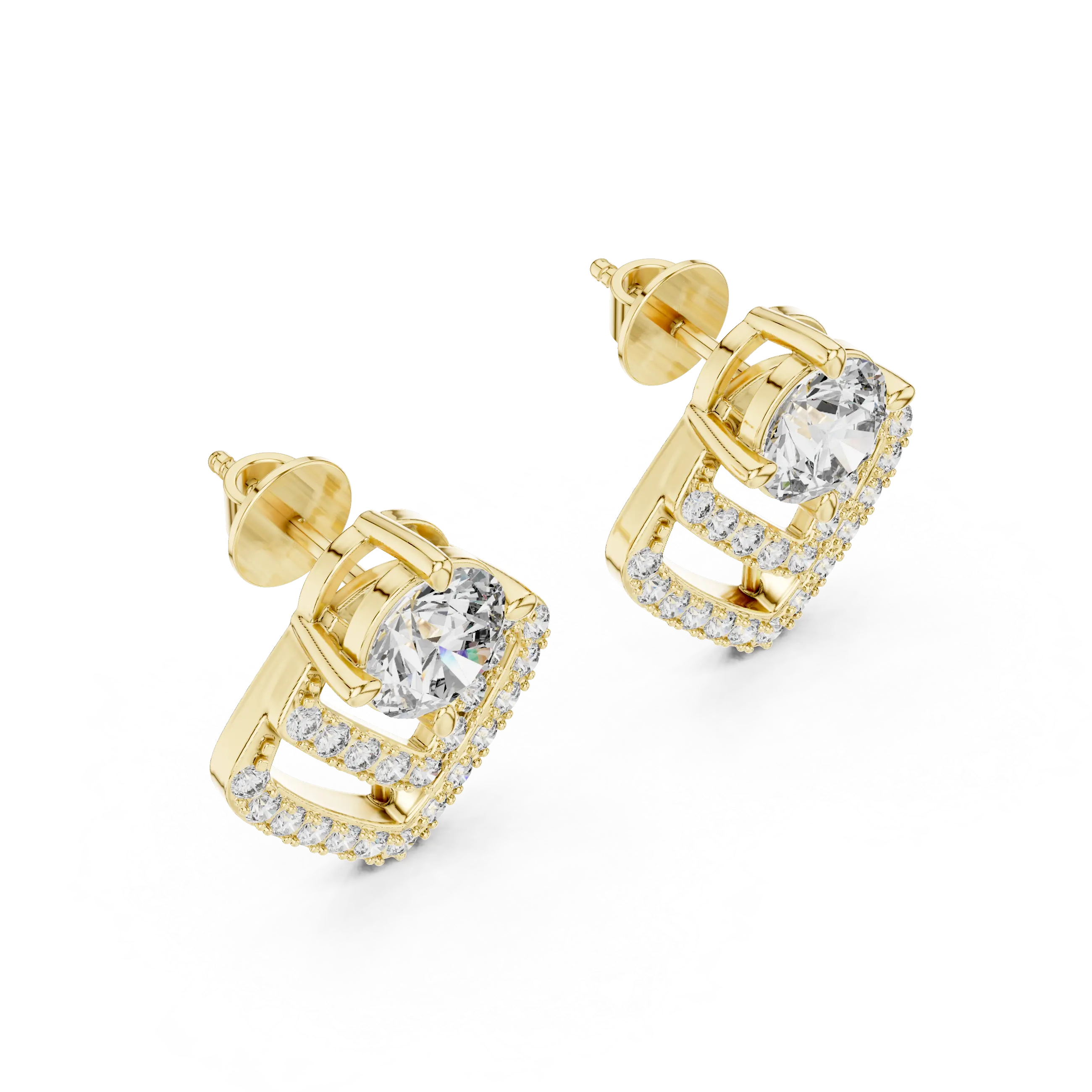 MJER08 - Square Cushion Frame Solitaire Studs