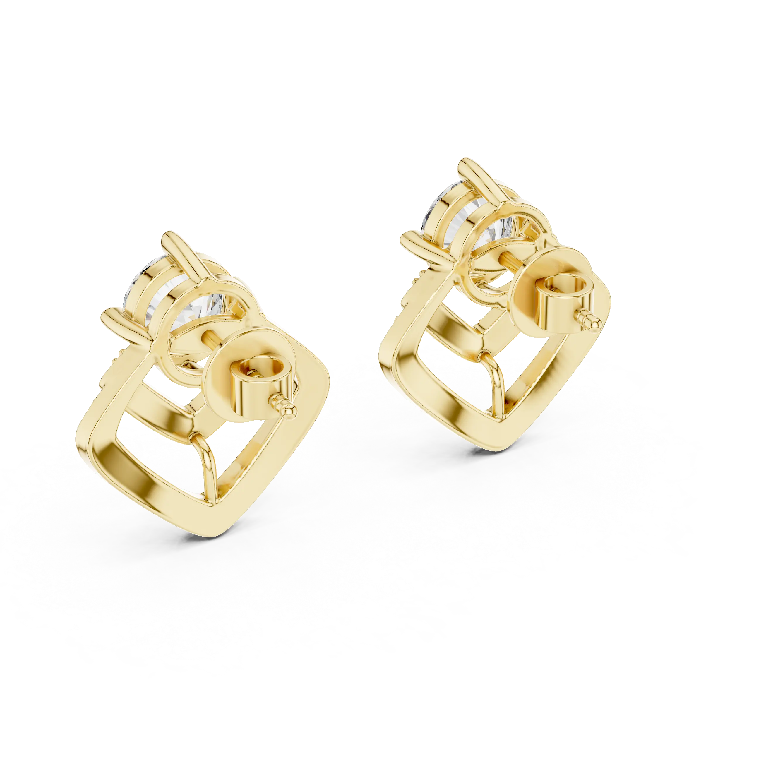 MJER08 - Square Cushion Frame Solitaire Studs