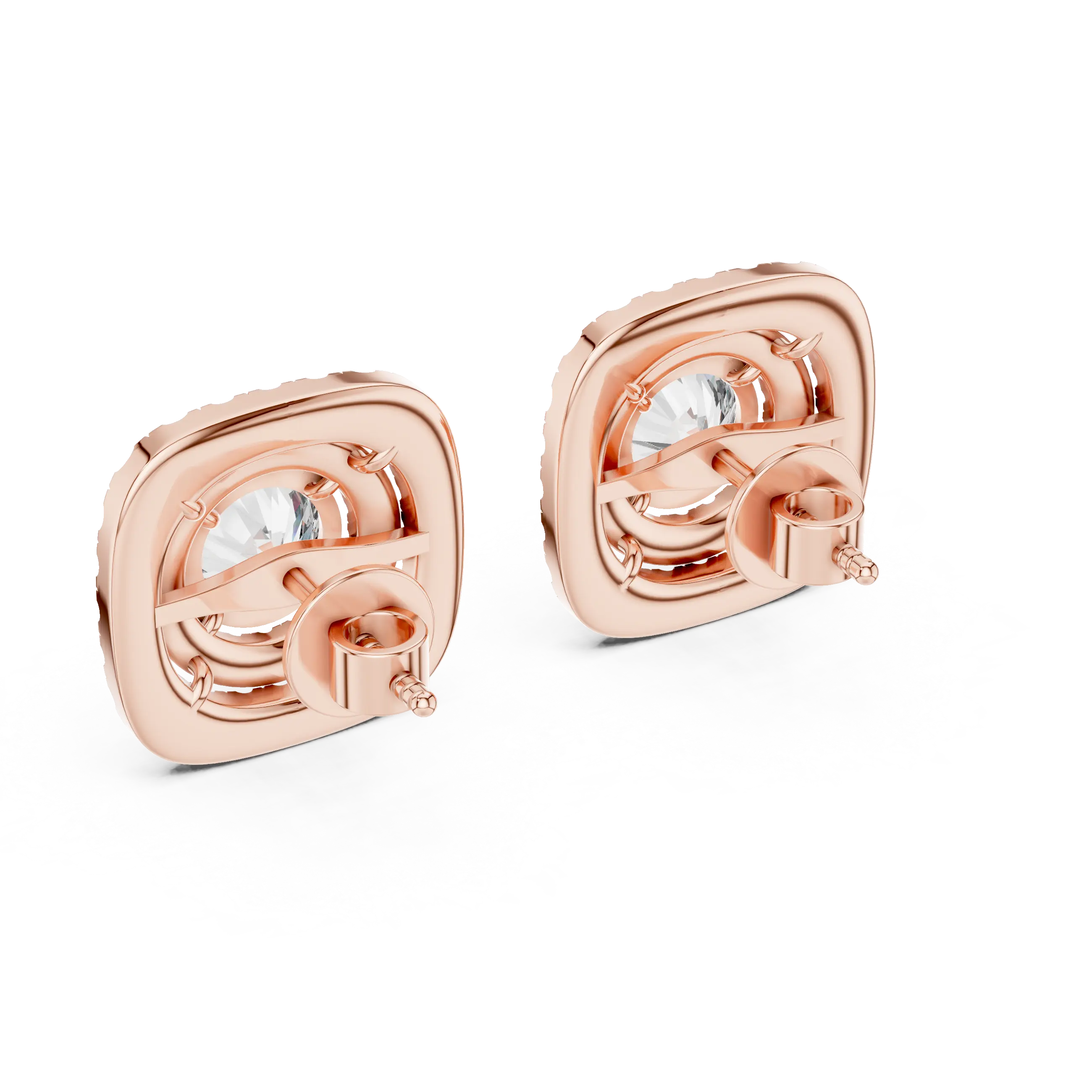 MJER09 - Tiered Pavé Border Solitaire Earrings