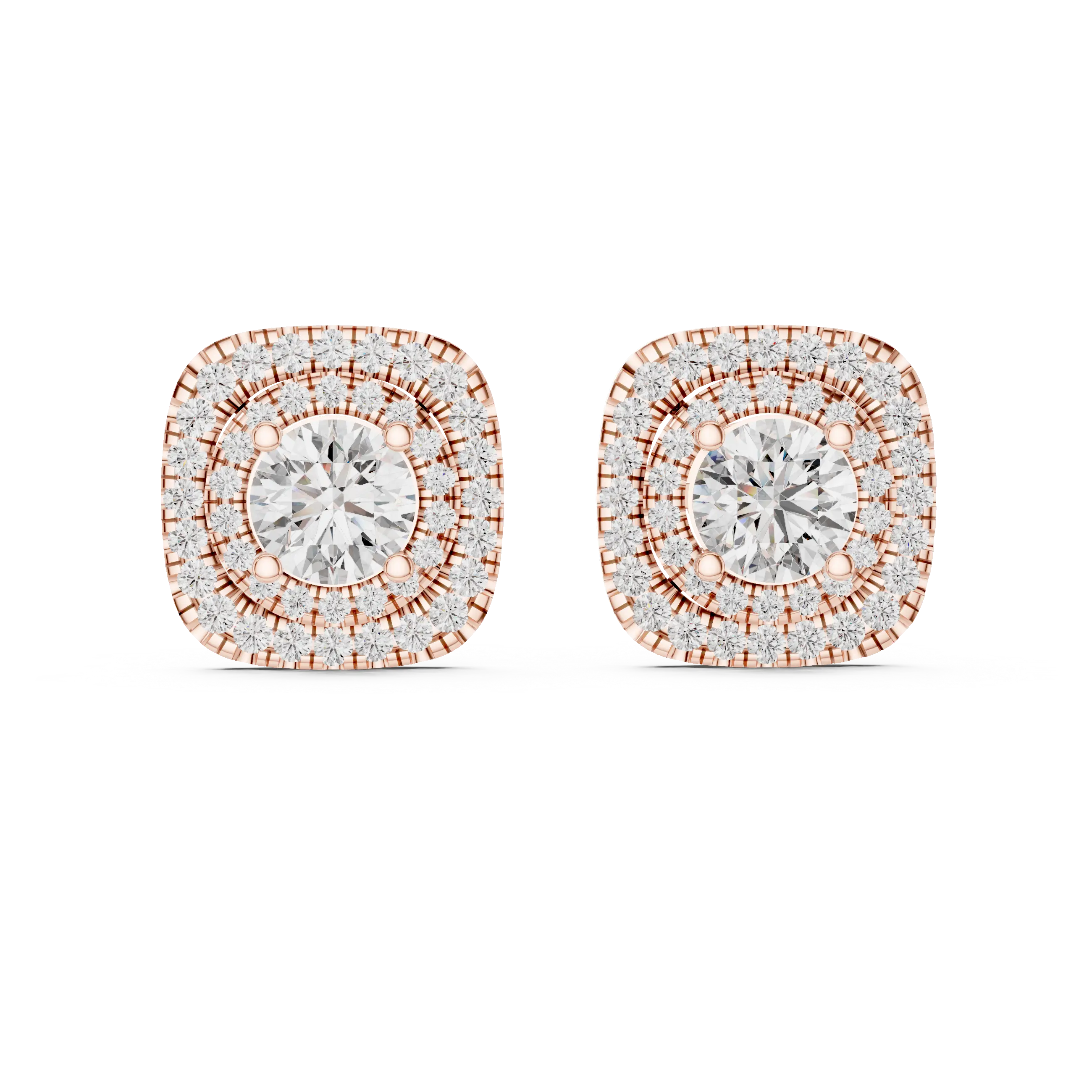 MJER09 - Tiered Pavé Border Solitaire Earrings
