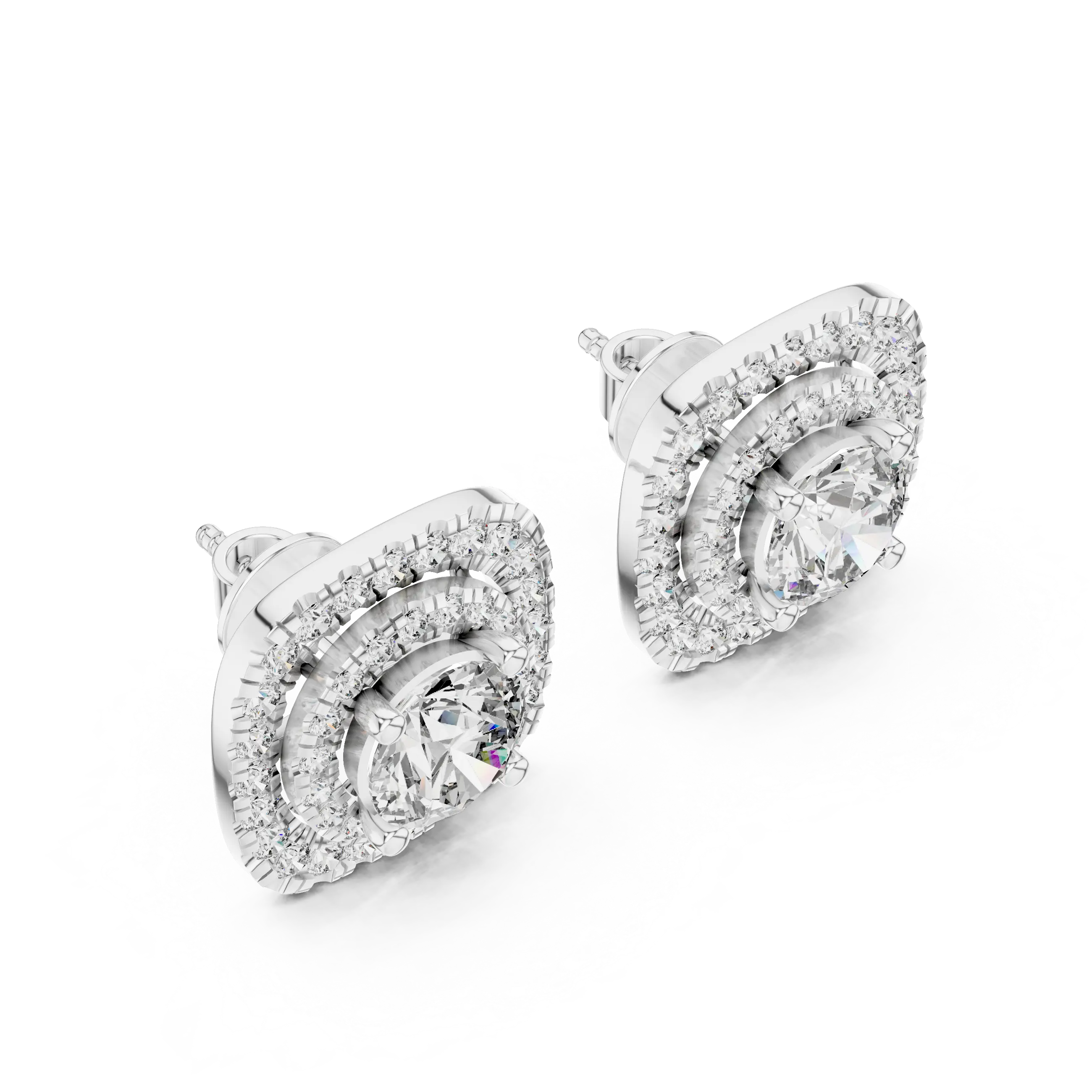 MJER09 - Tiered Pavé Border Solitaire Earrings