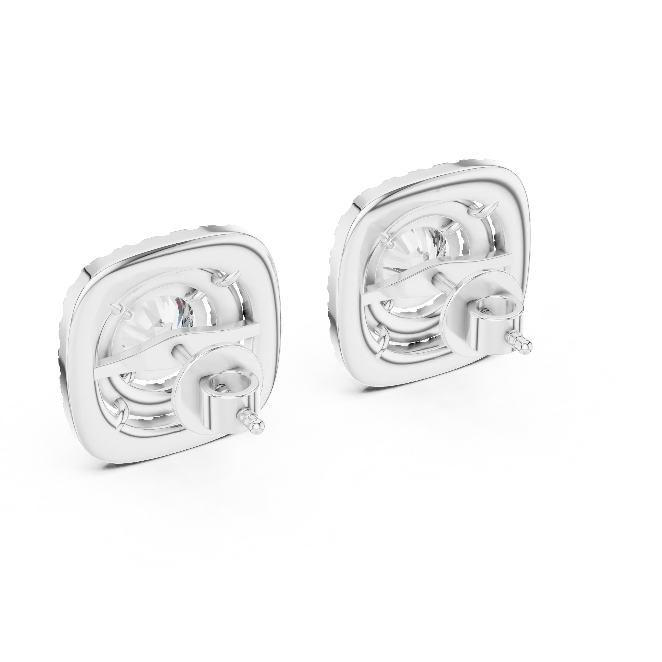 MJER09 - Tiered Pavé Border Solitaire Earrings