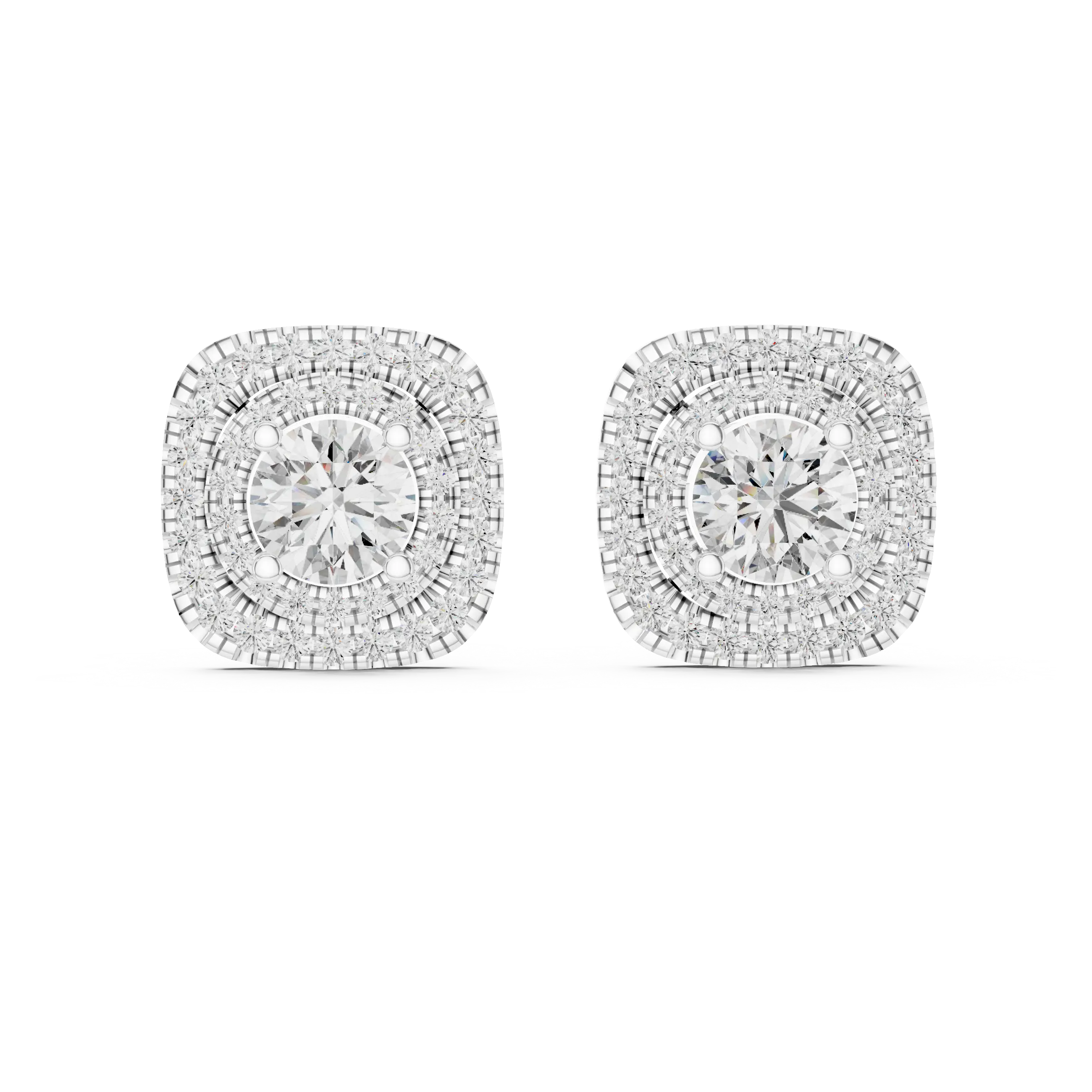 MJER09 - Tiered Pavé Border Solitaire Earrings