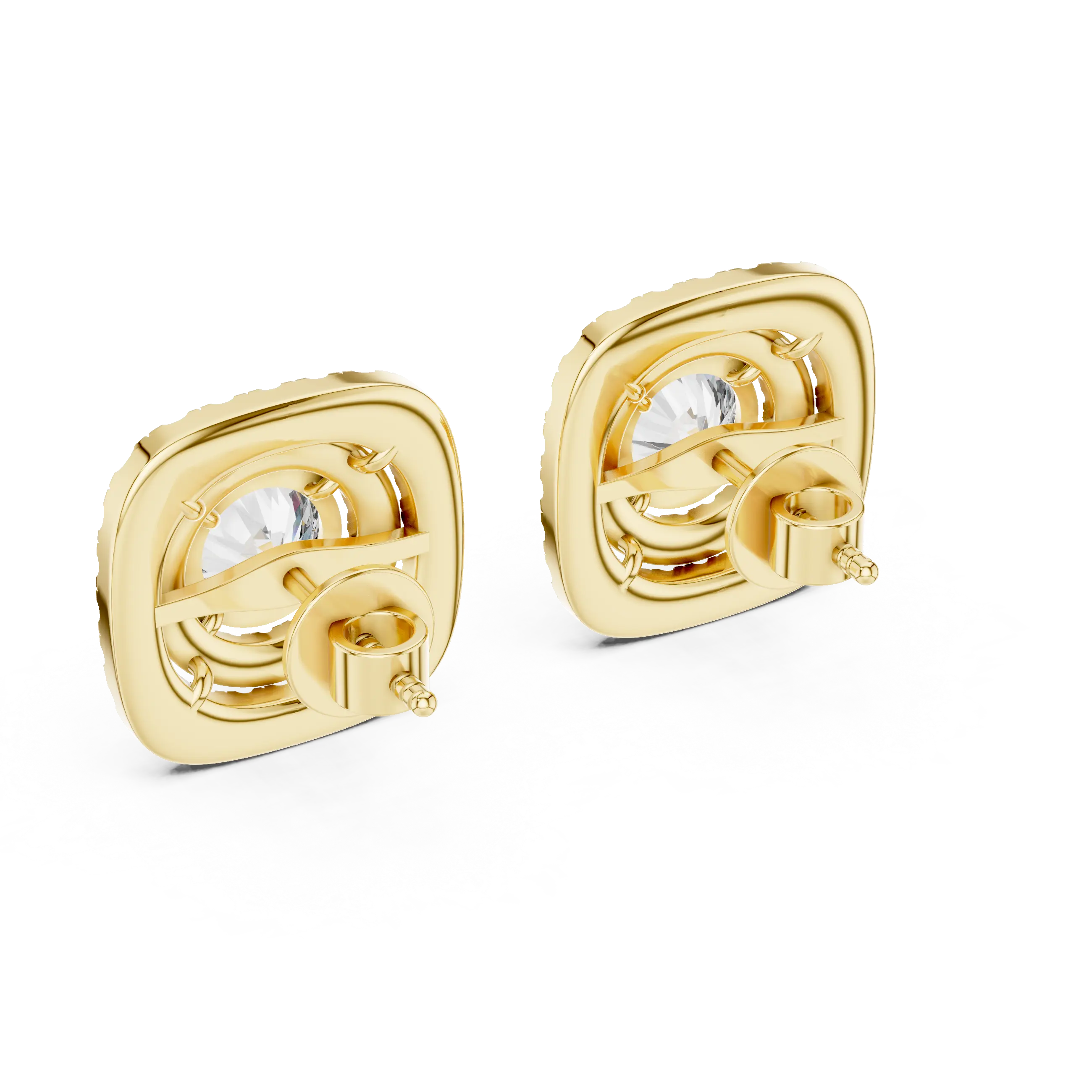 MJER09 - Tiered Pavé Border Solitaire Earrings