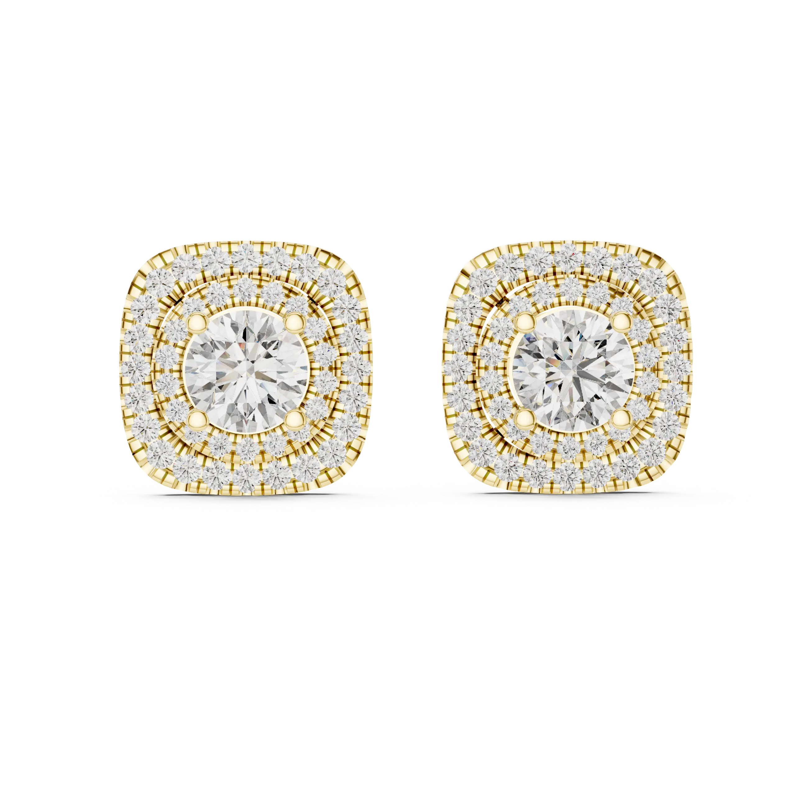 MJER09 - Tiered Pavé Border Solitaire Earrings
