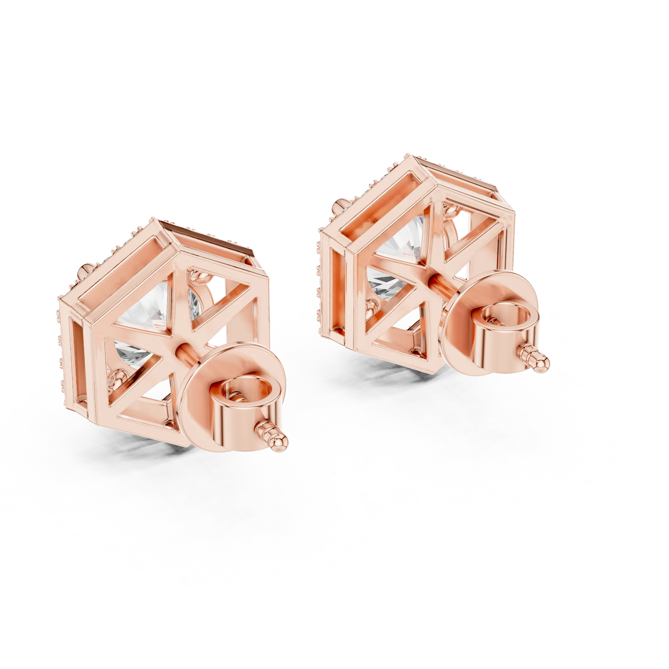 MJER10 - Hexagon Halo Solitaire Studs