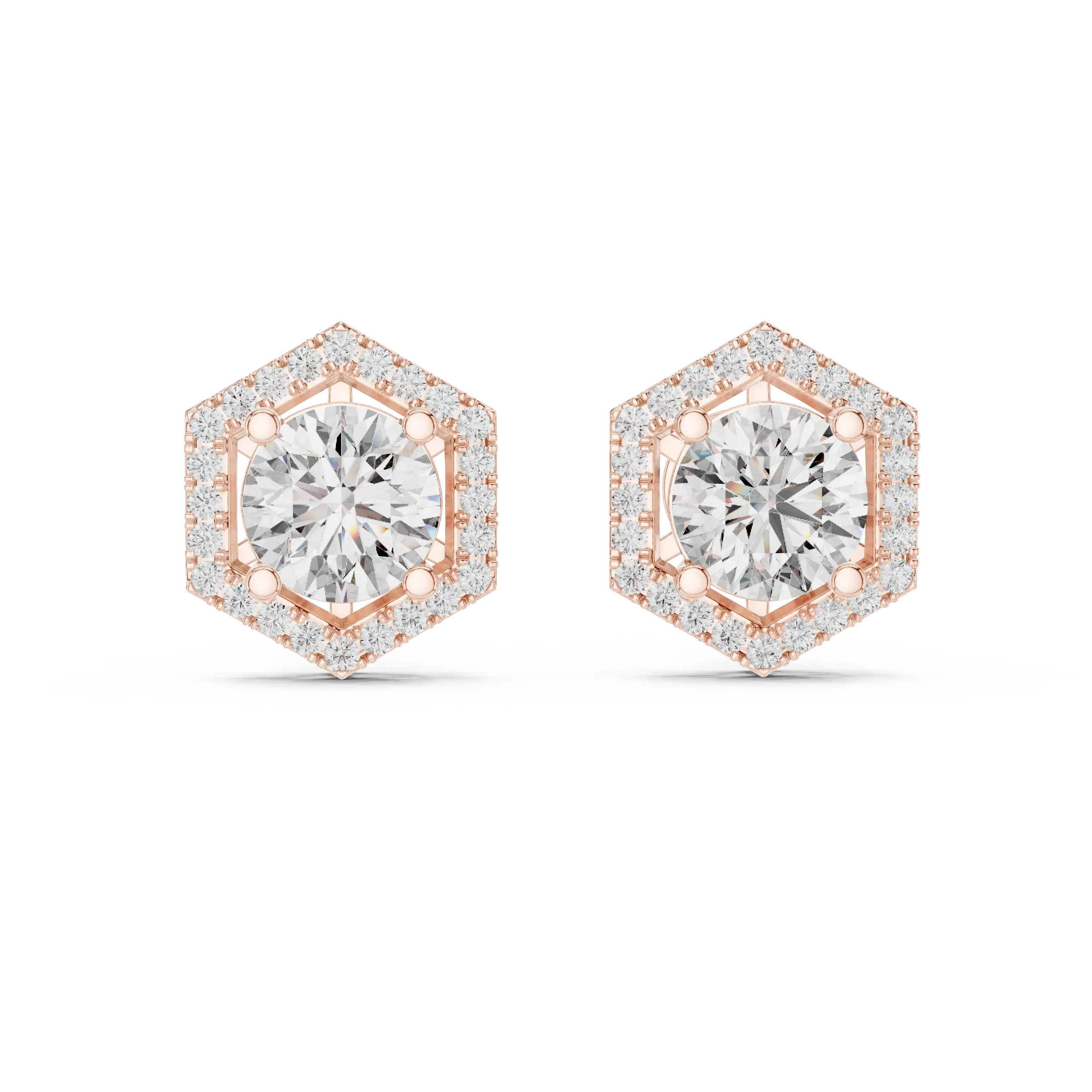 MJER10 - Hexagon Halo Solitaire Studs