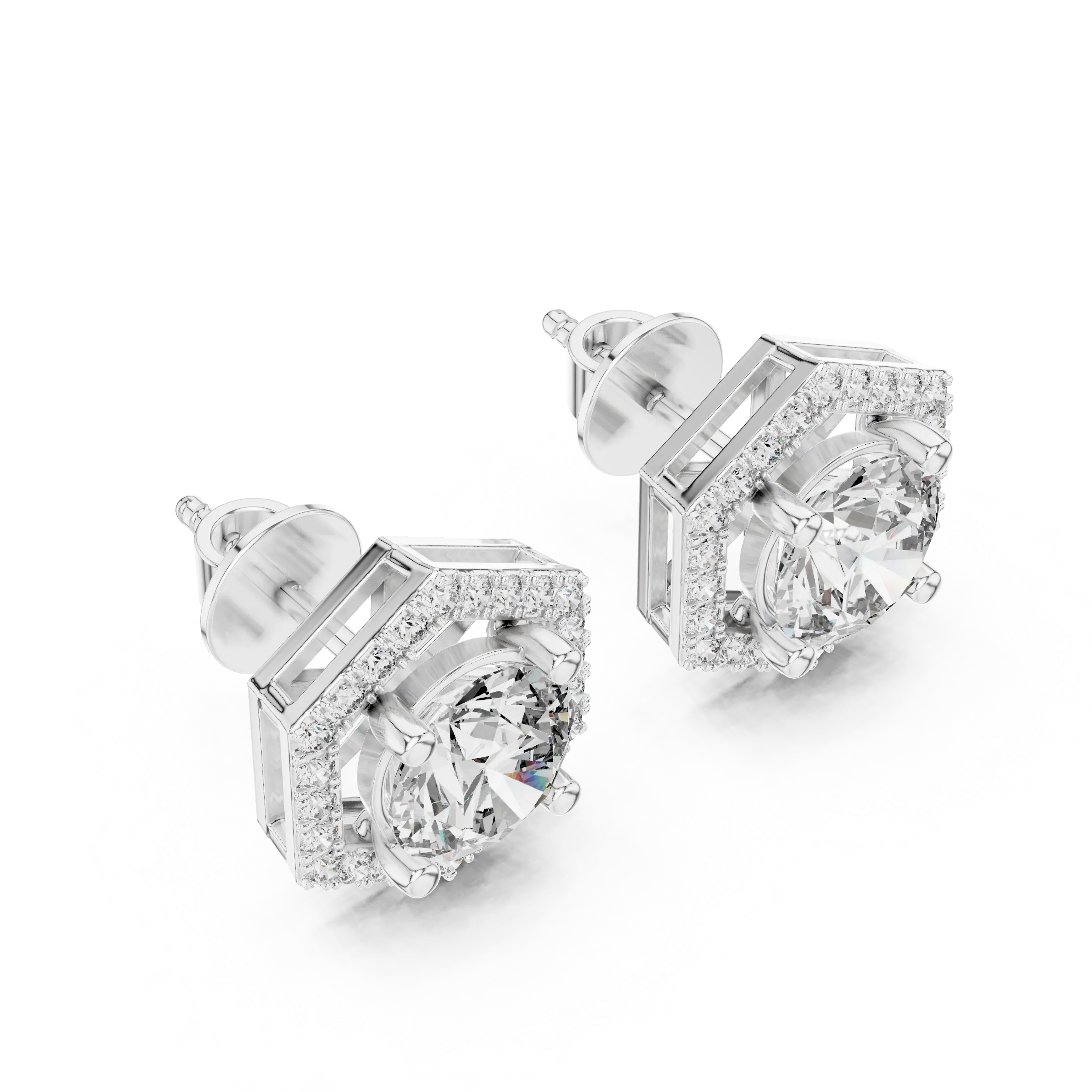MJER10 - Hexagon Halo Solitaire Studs
