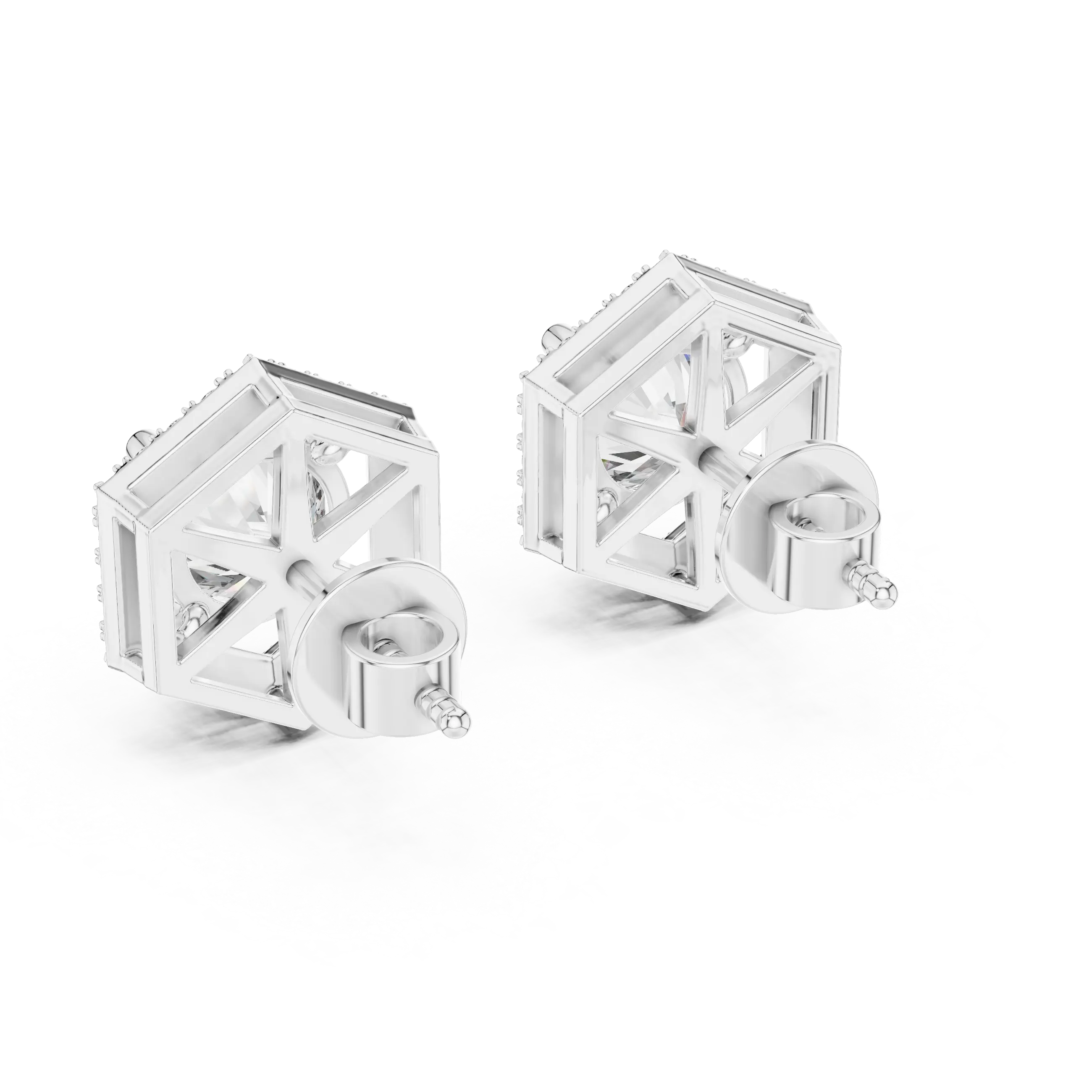 MJER10 - Hexagon Halo Solitaire Studs
