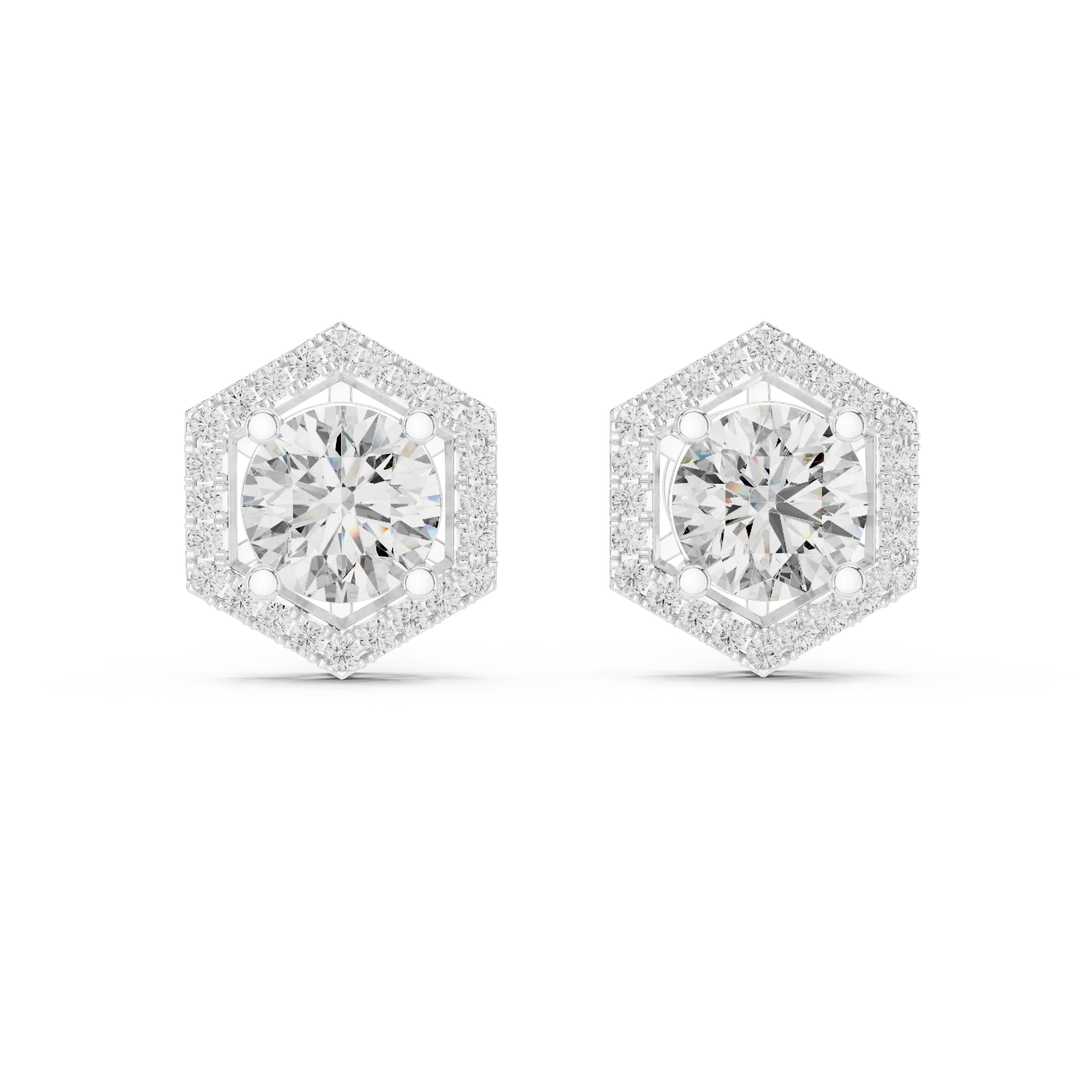 MJER10 - Hexagon Halo Solitaire Studs