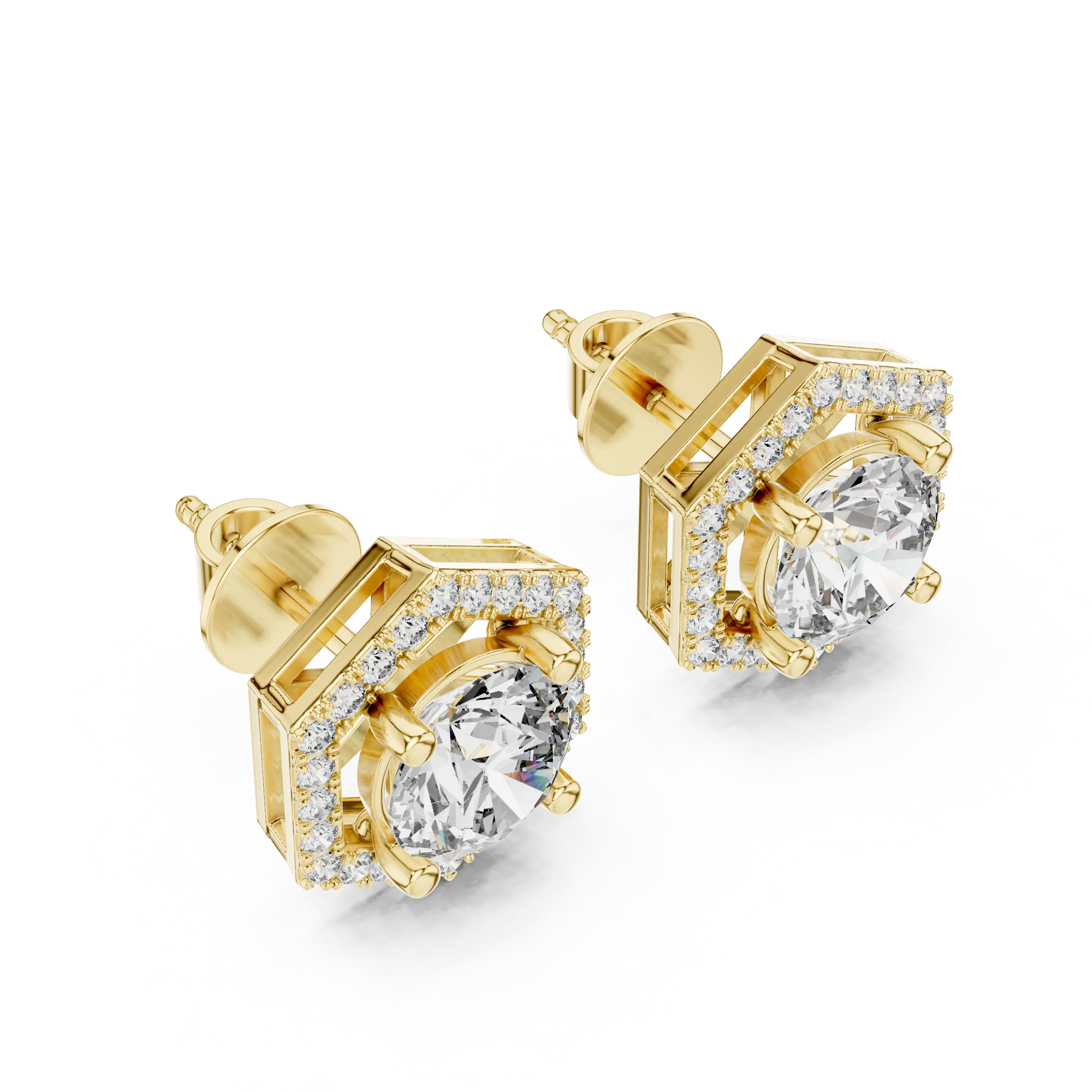 MJER10 - Hexagon Halo Solitaire Studs