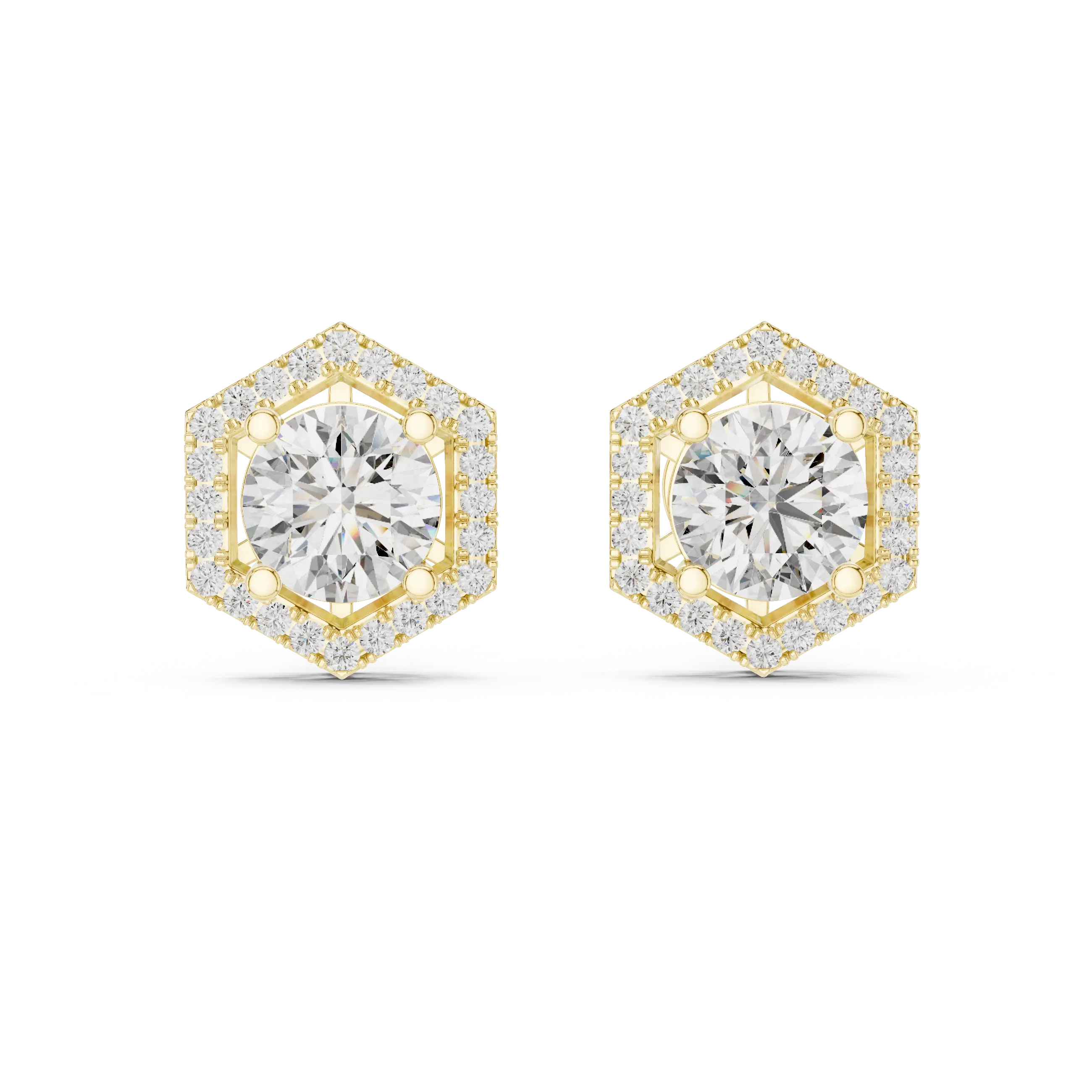 MJER10 - Hexagon Halo Solitaire Studs