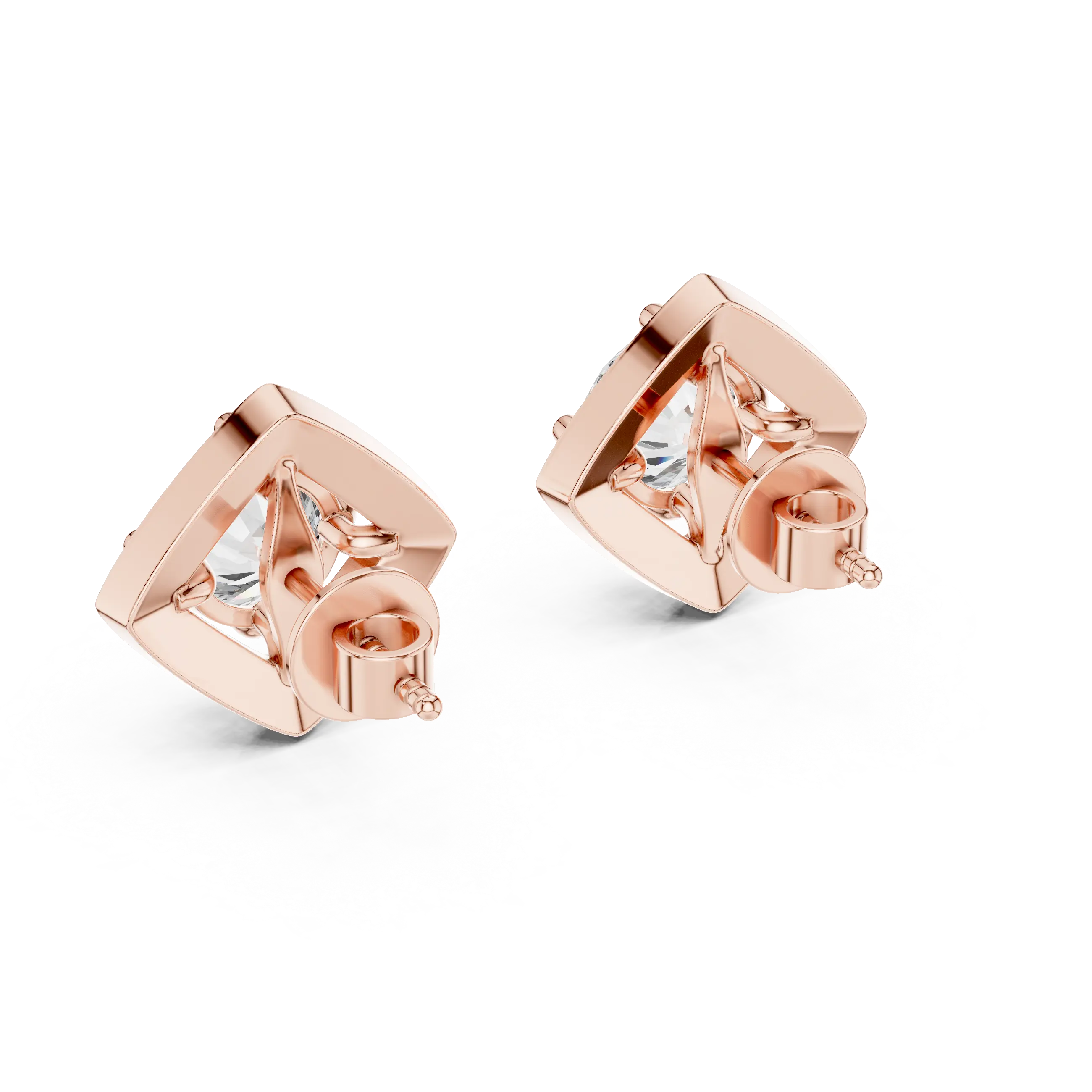 MJER11 - Shield Halo Solitaire Stud Earrings