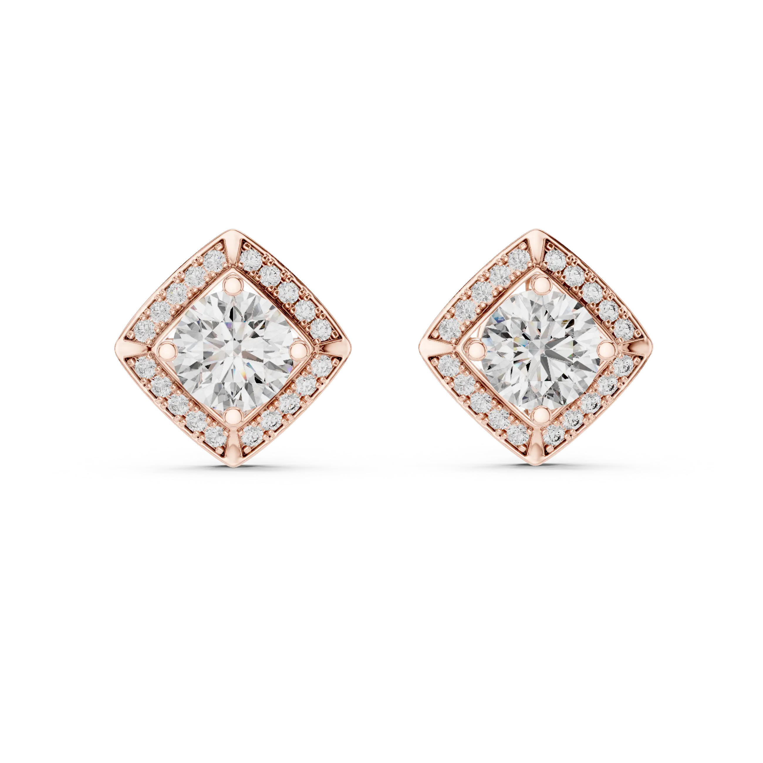 MJER11 - Shield Halo Solitaire Stud Earrings