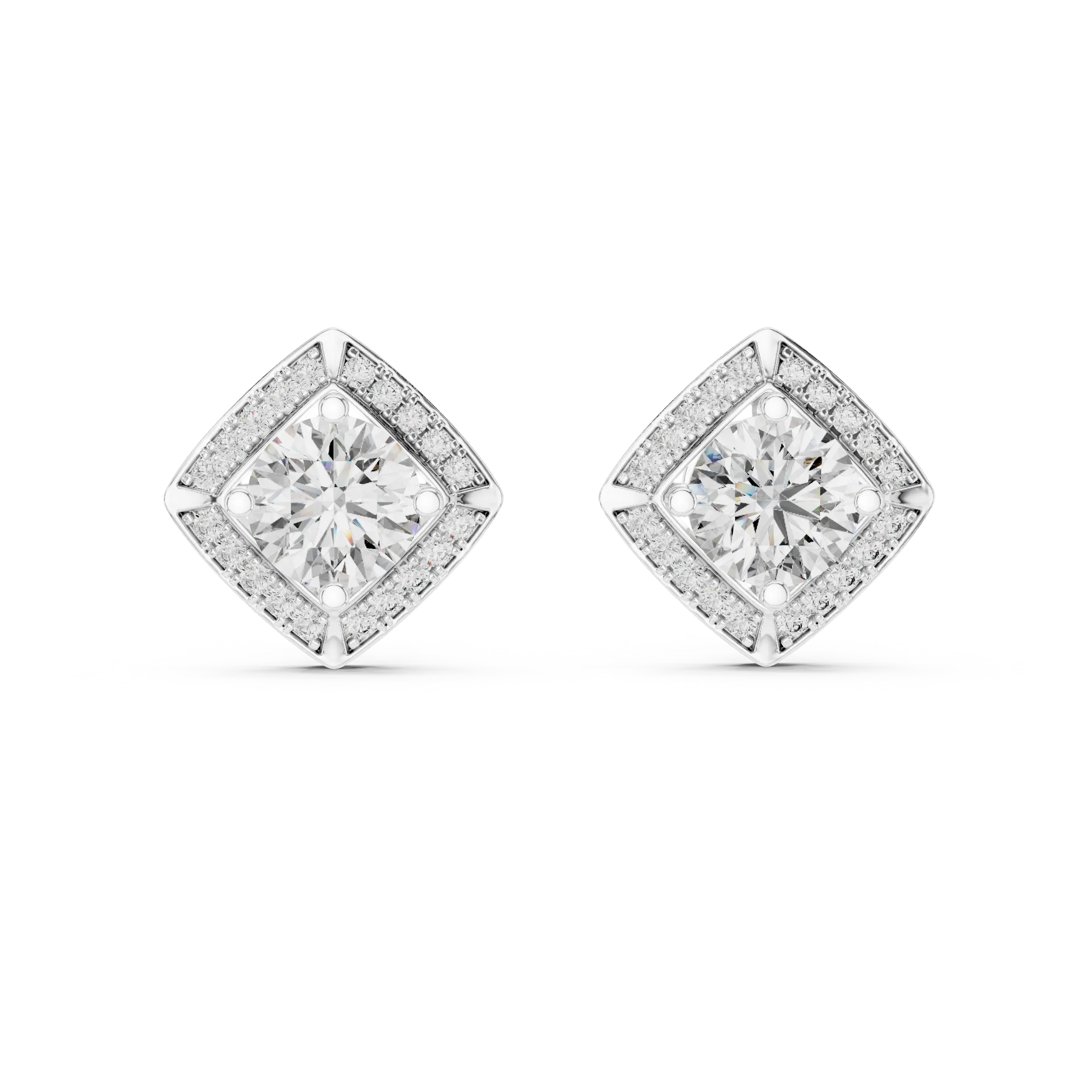 MJER11 - Shield Halo Solitaire Stud Earrings