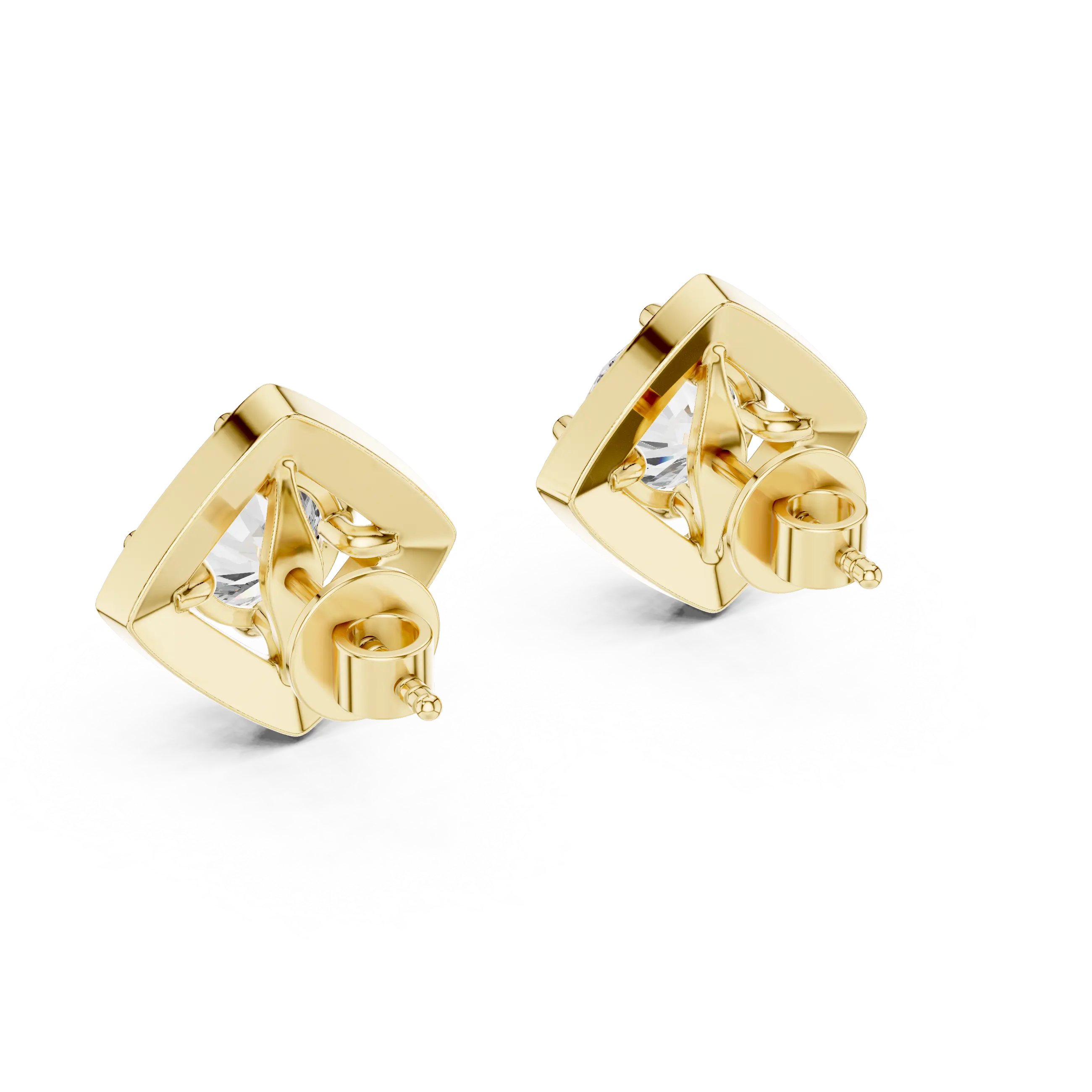 MJER11 - Shield Halo Solitaire Stud Earrings