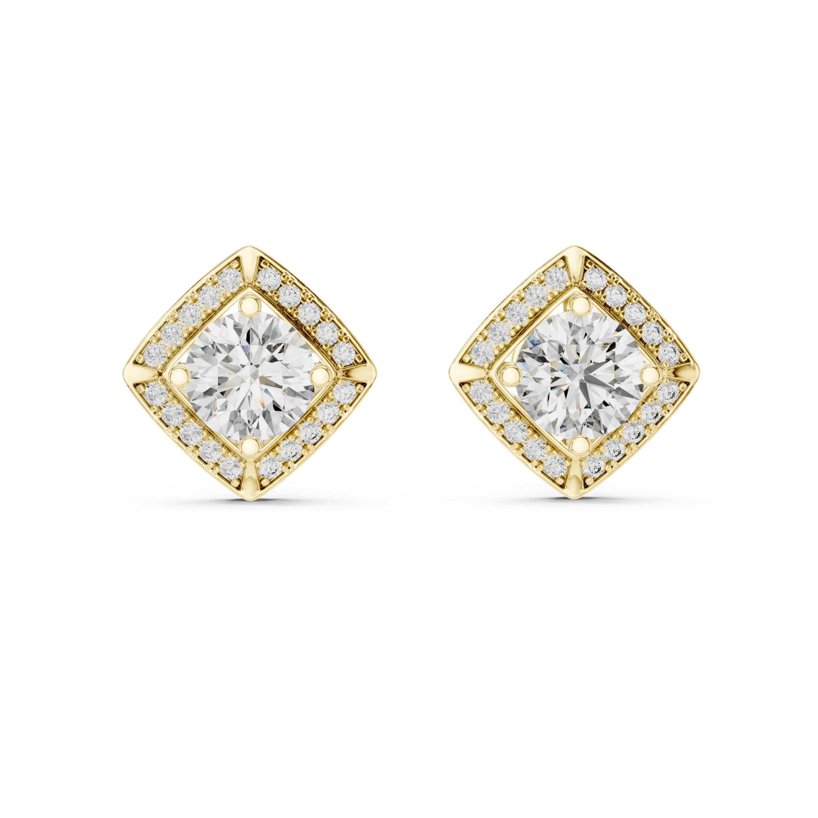 MJER11 - Shield Halo Solitaire Stud Earrings
