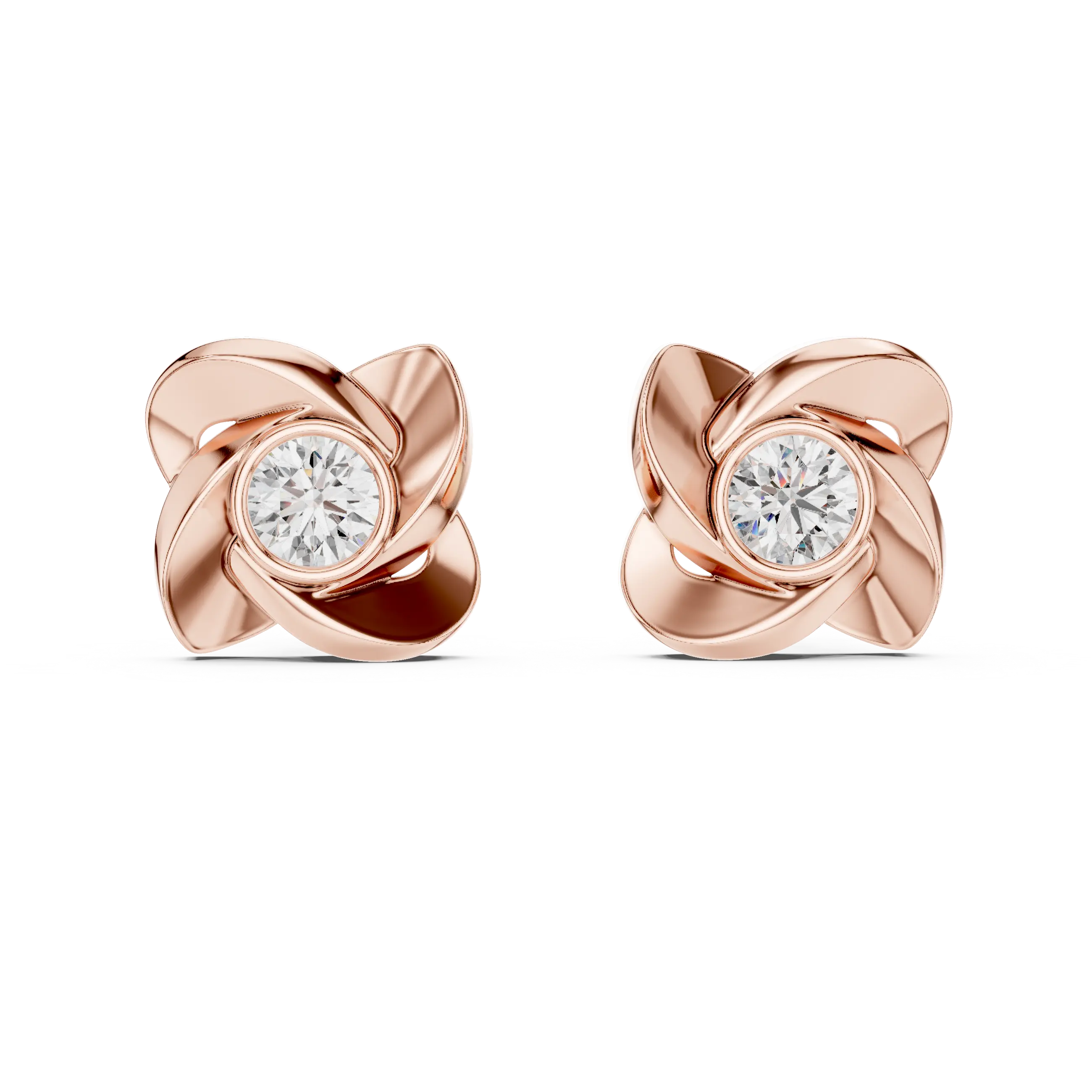 MJER12 - Sculpted Floral Petal Bezel Studs