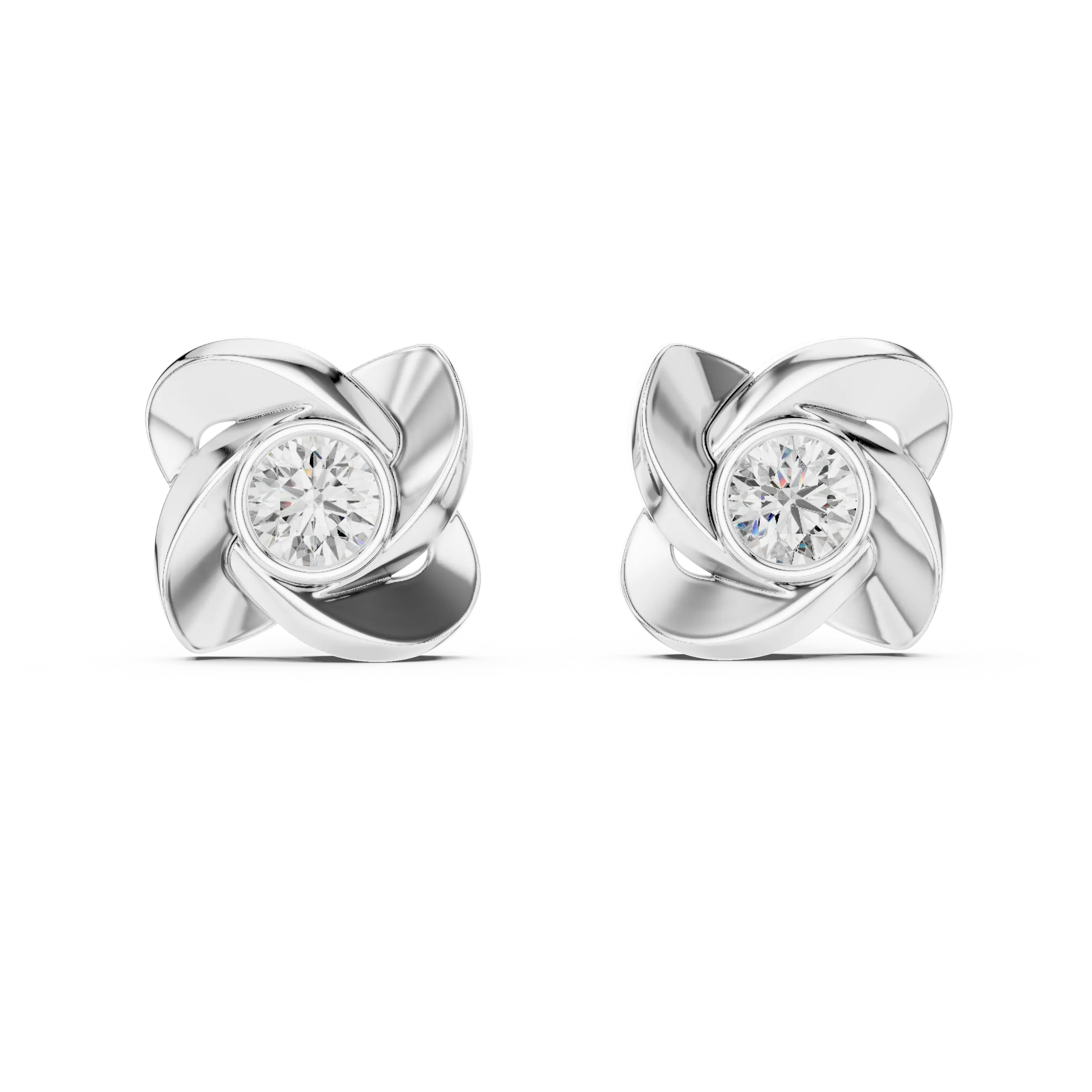 MJER12 - Sculpted Floral Petal Bezel Studs