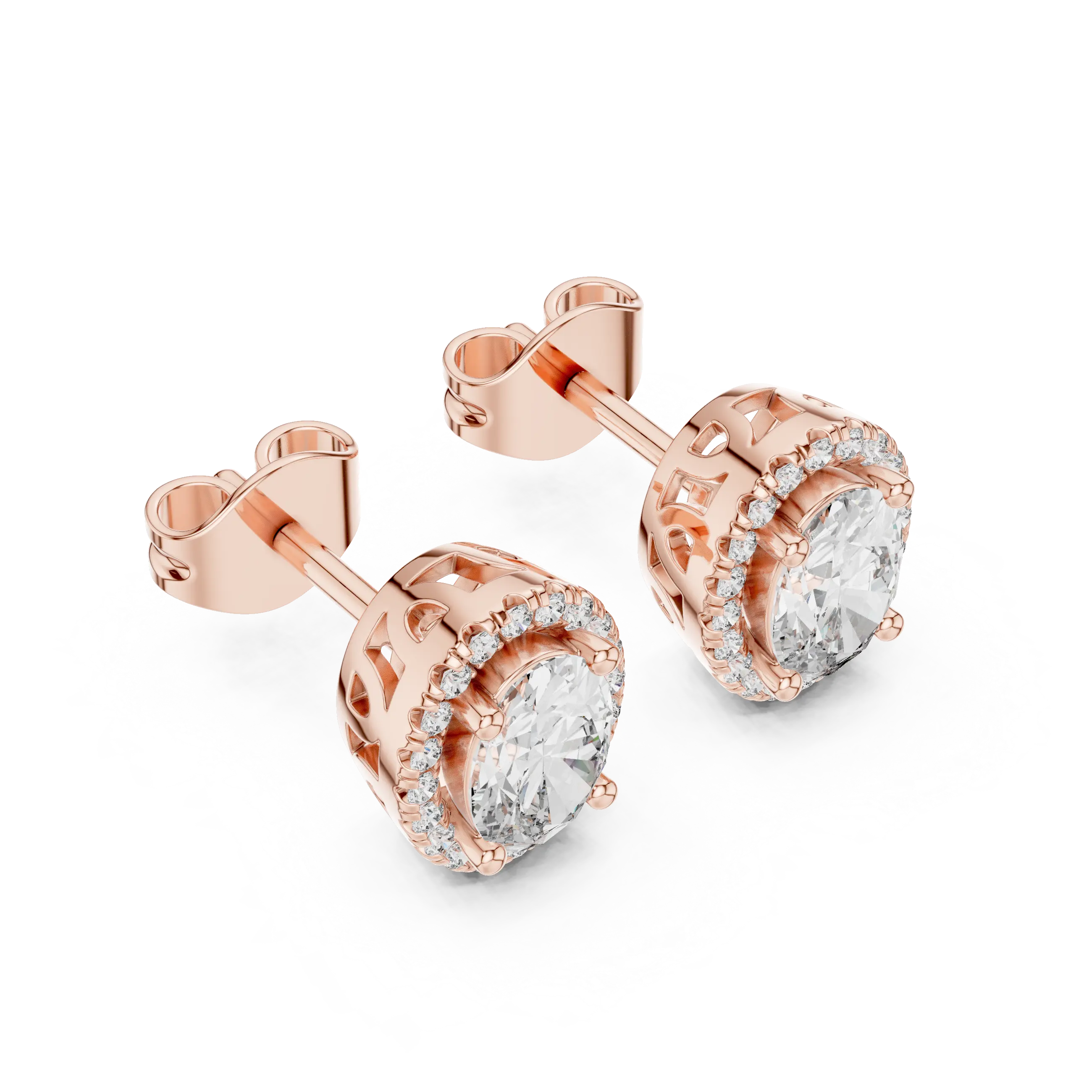 MJER51 - Classic Elongated Solitaire Halo Earrings