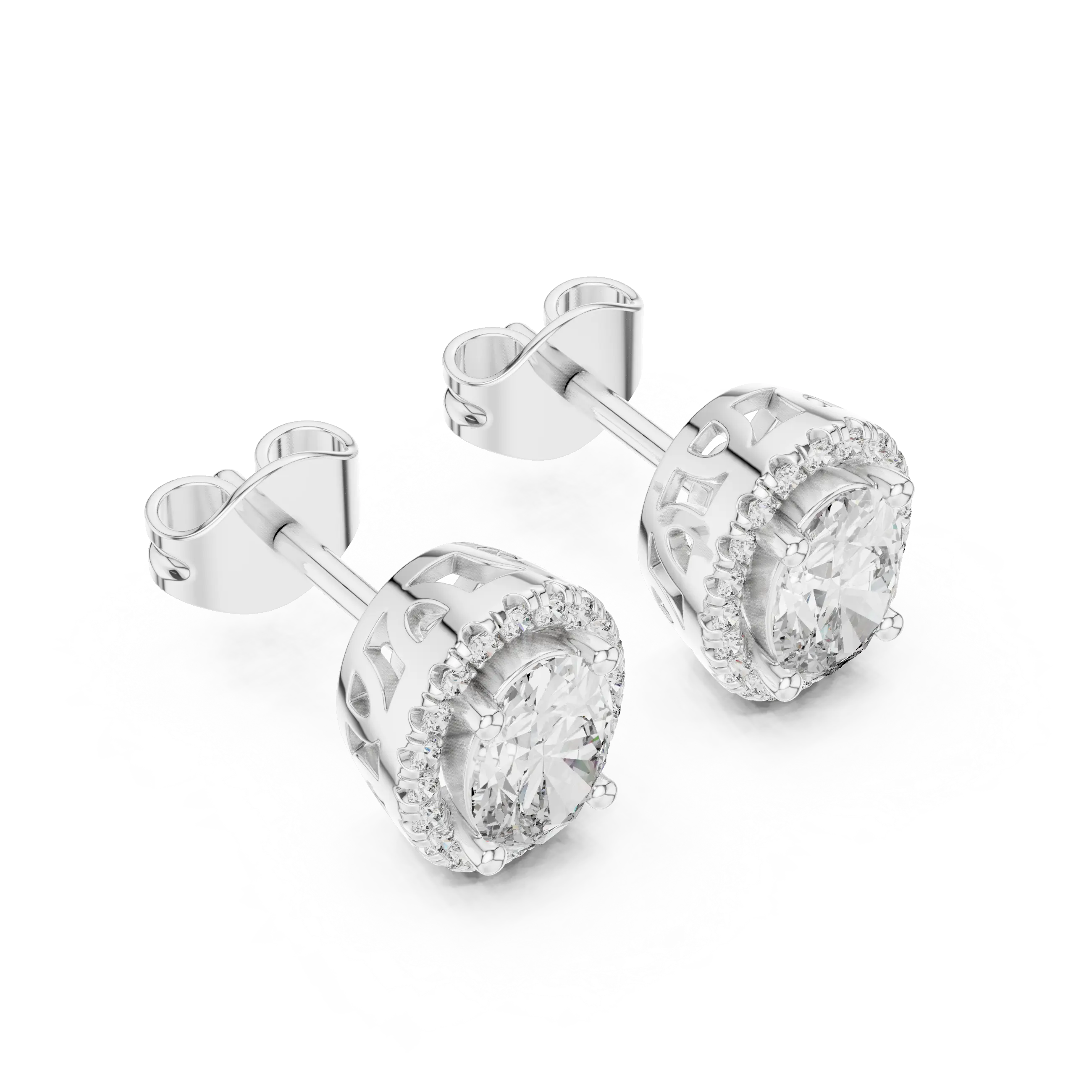MJER51 - Classic Elongated Solitaire Halo Earrings