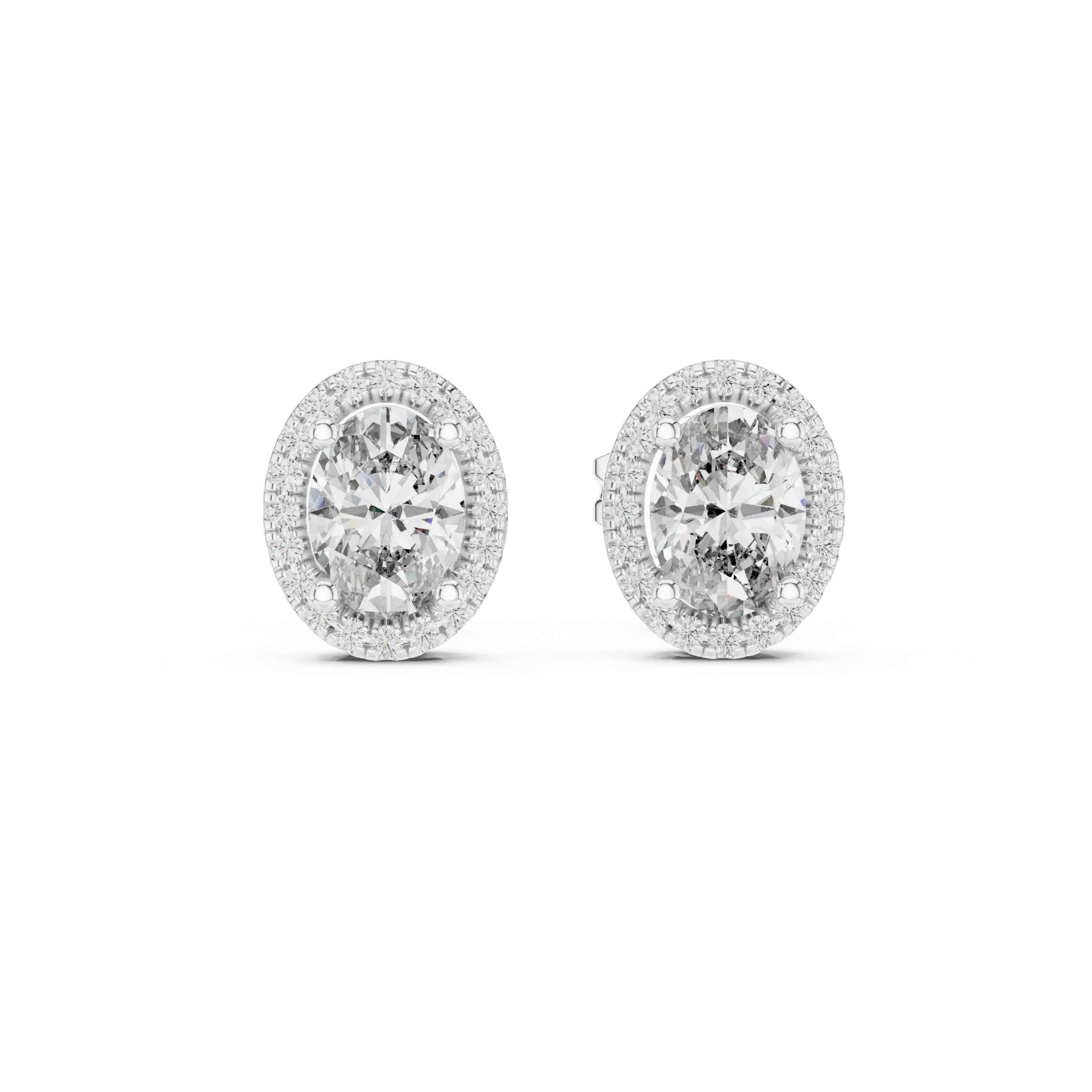 MJER51 - Classic Elongated Solitaire Halo Earrings