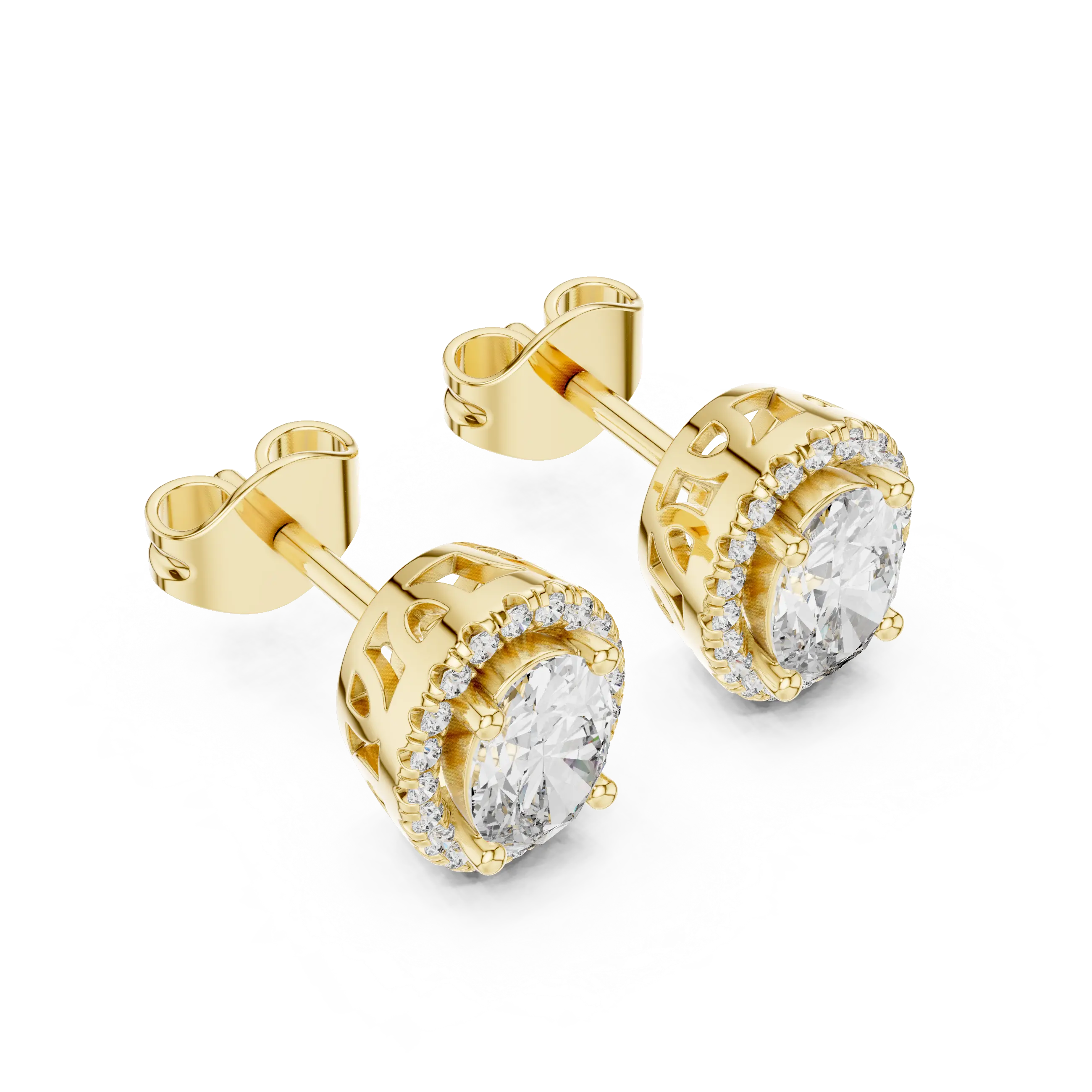 MJER51 - Classic Elongated Solitaire Halo Earrings