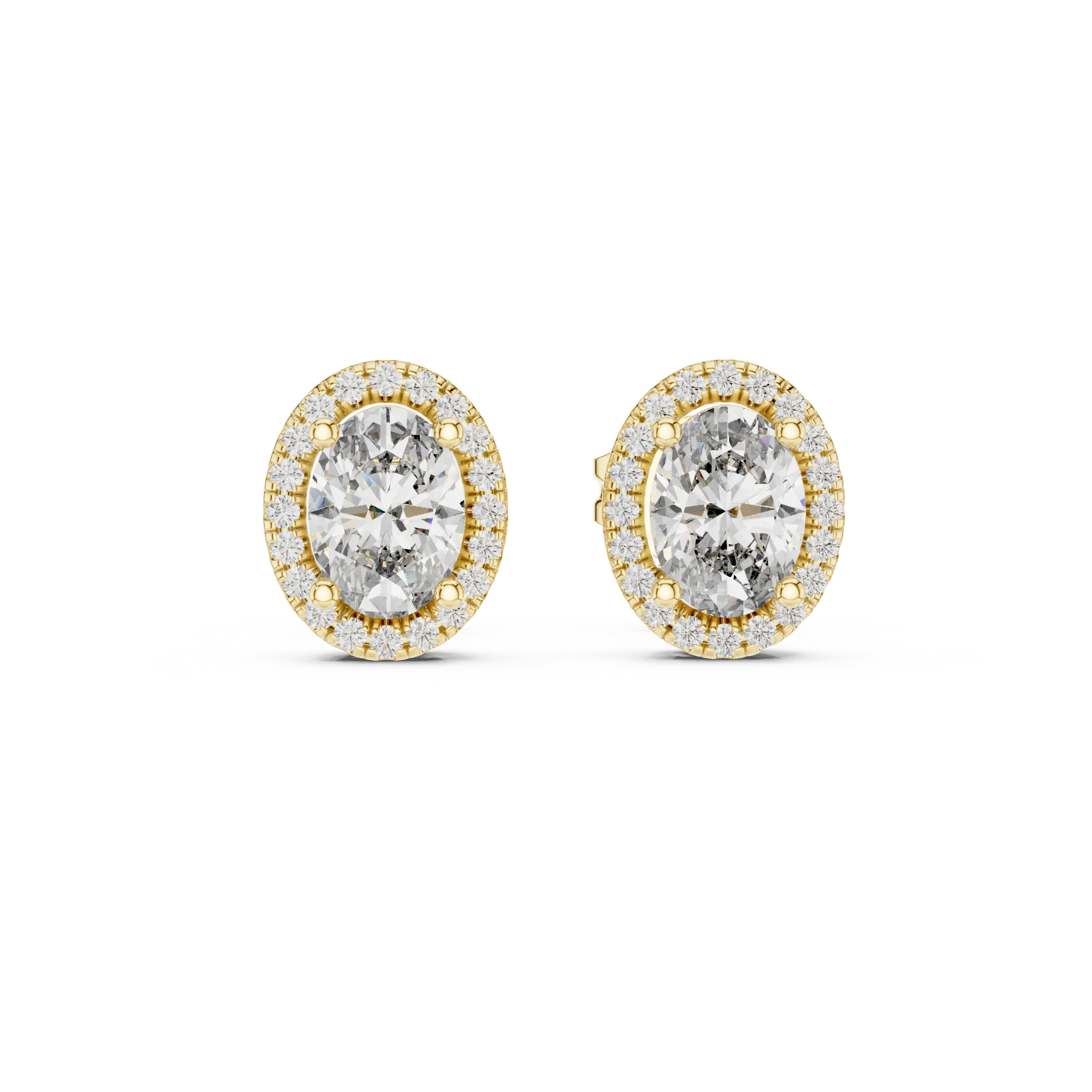 MJER51 - Classic Elongated Solitaire Halo Earrings