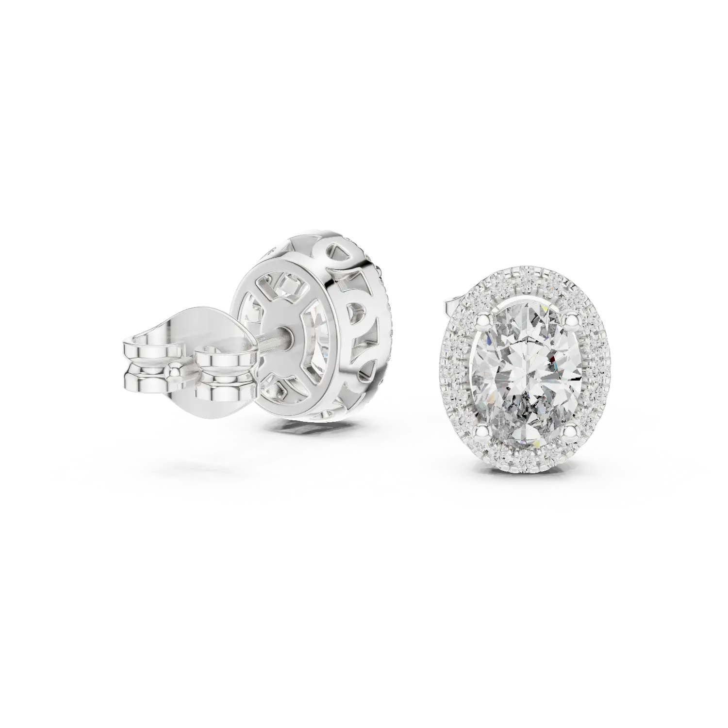 MJER51 - Classic Elongated Solitaire Halo Earrings