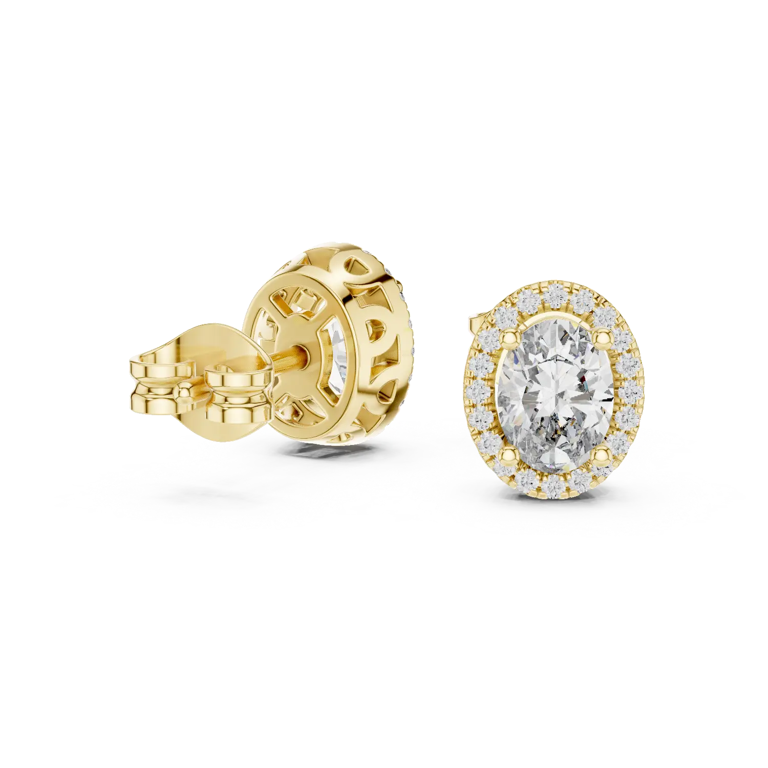 MJER51 - Classic Elongated Solitaire Halo Earrings