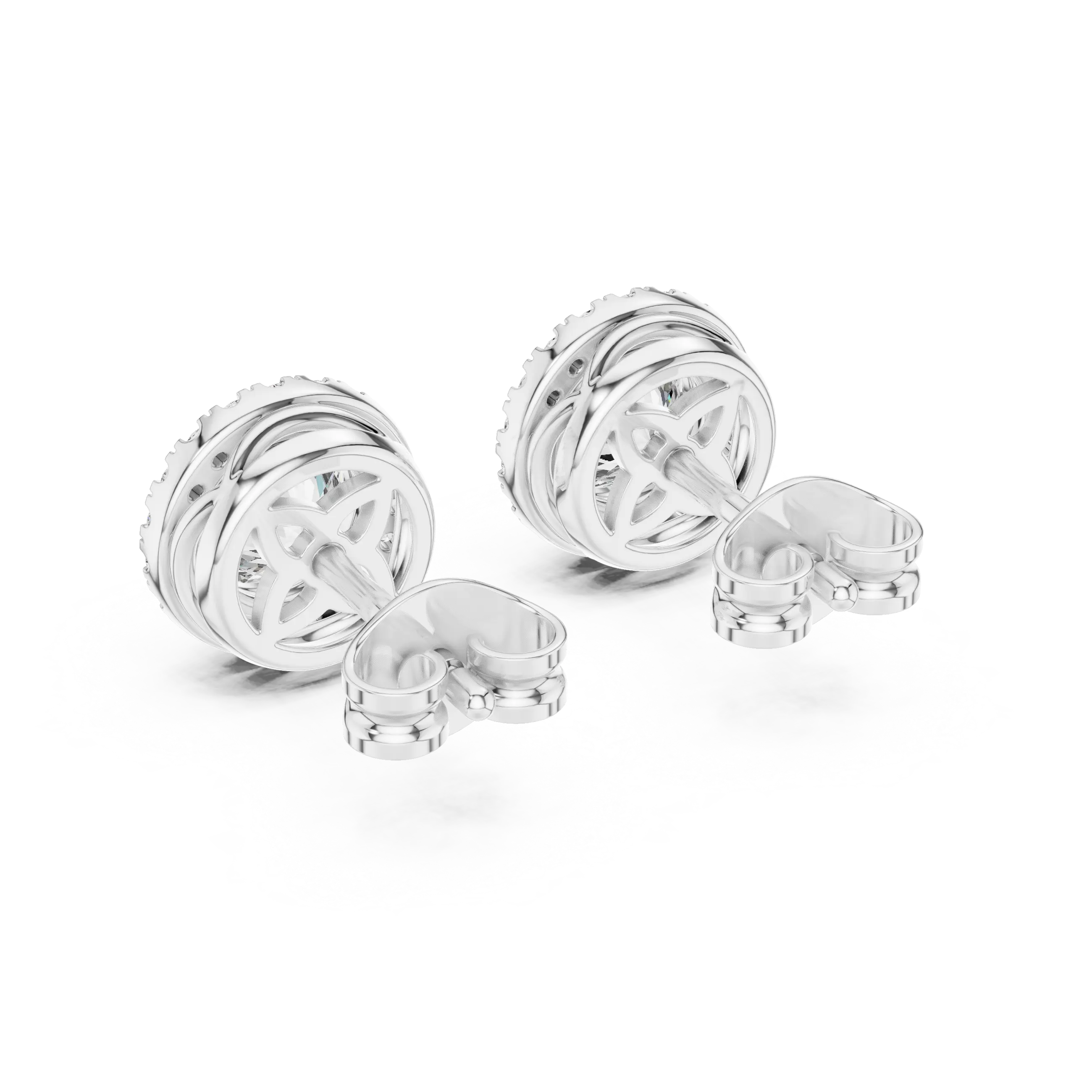 MJER52 - Bezel-Set Solitaire Milgrain Halo Studs