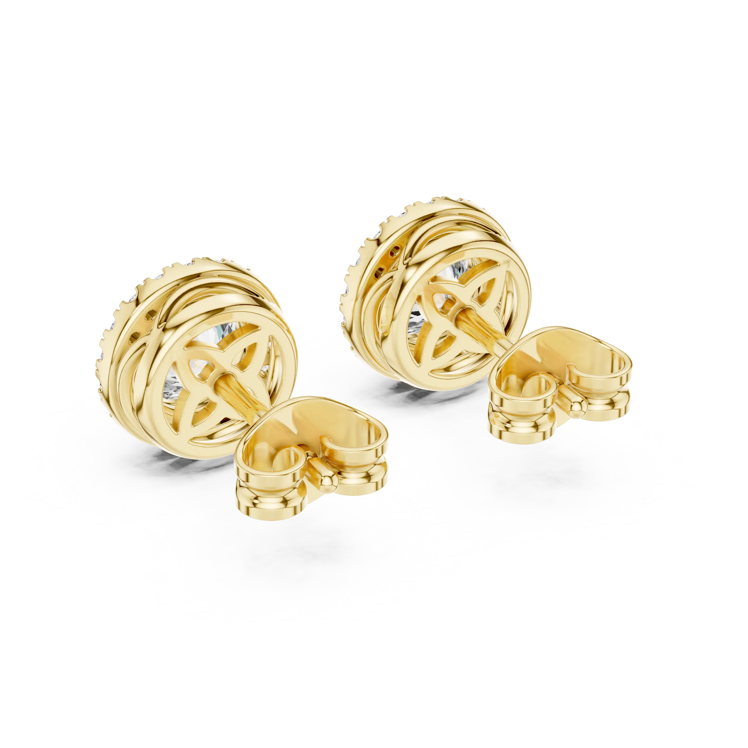 MJER52 - Bezel-Set Solitaire Milgrain Halo Studs