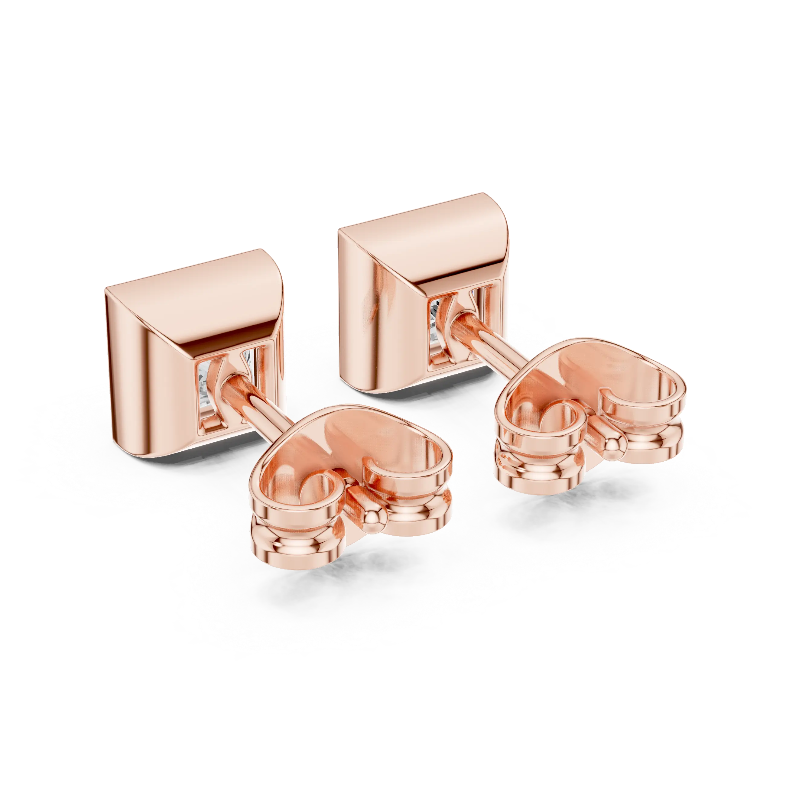 MJER53 - Princess Cut Bezel-Set Solitaire Studs