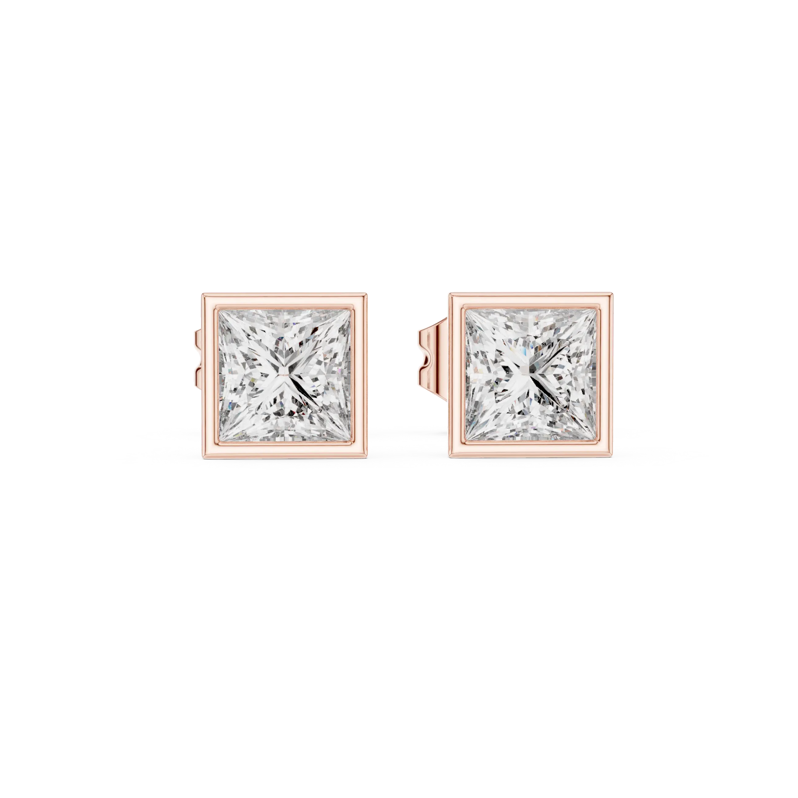 MJER53 - Princess Cut Bezel-Set Solitaire Studs