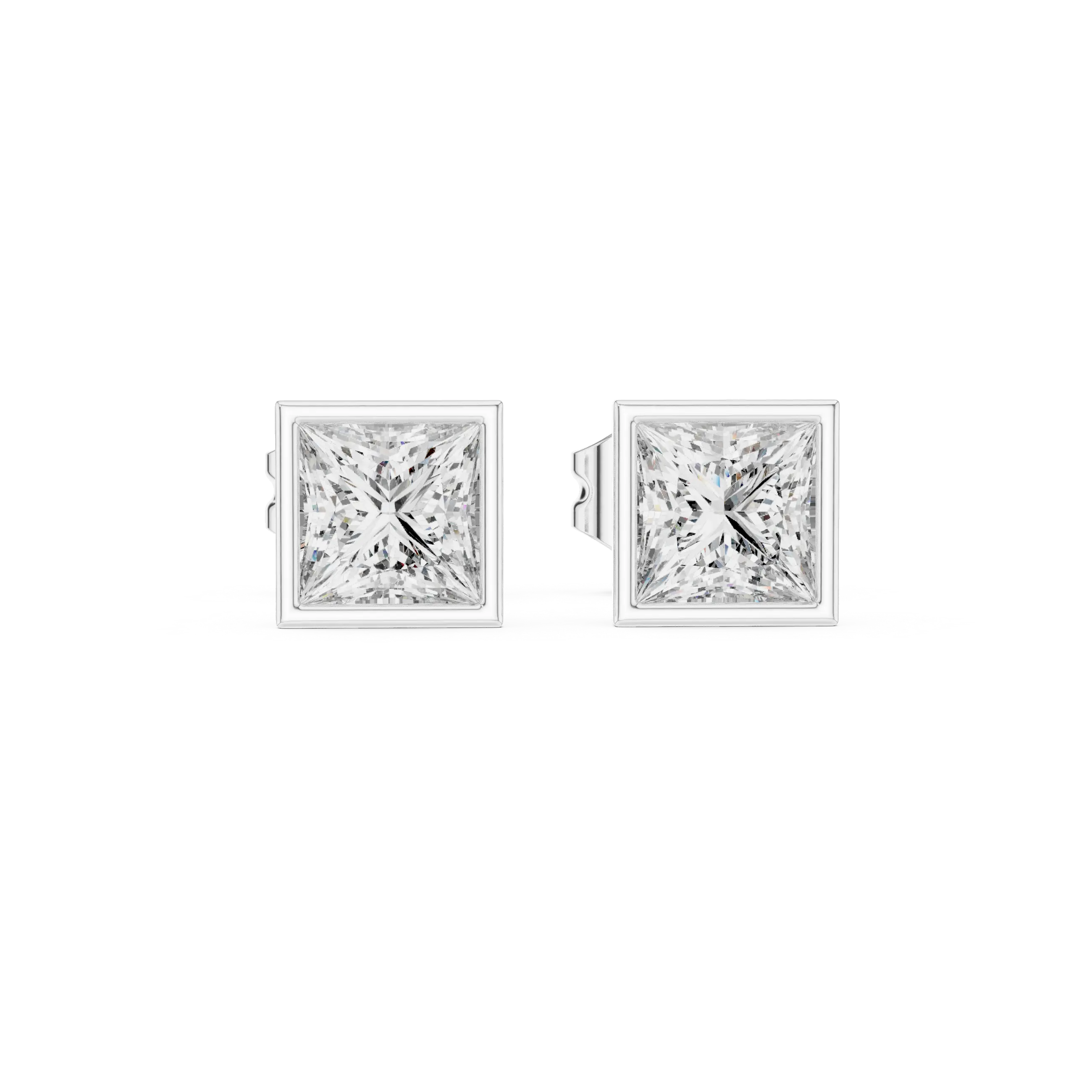 MJER53 - Princess Cut Bezel-Set Solitaire Studs