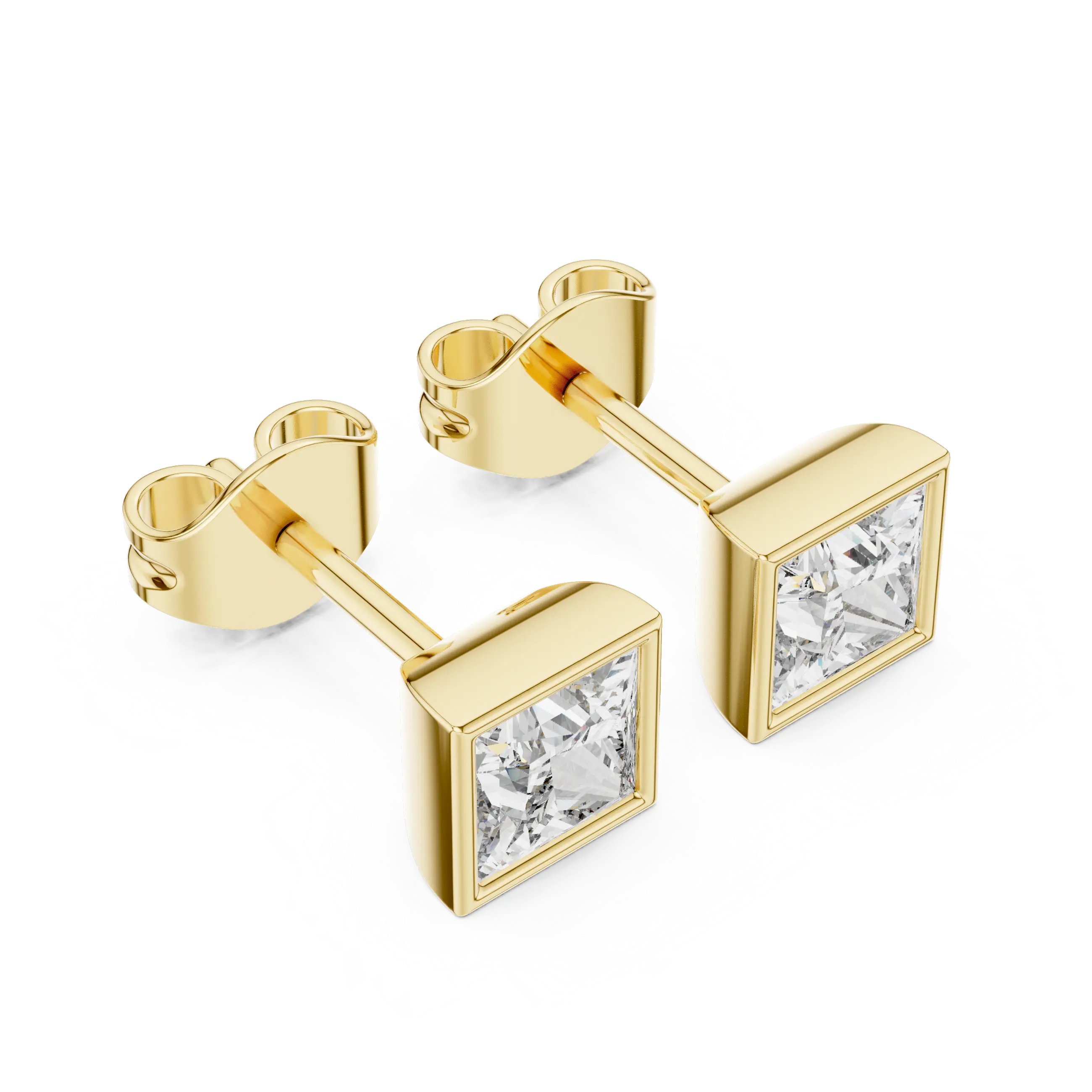 MJER53 - Princess Cut Bezel-Set Solitaire Studs