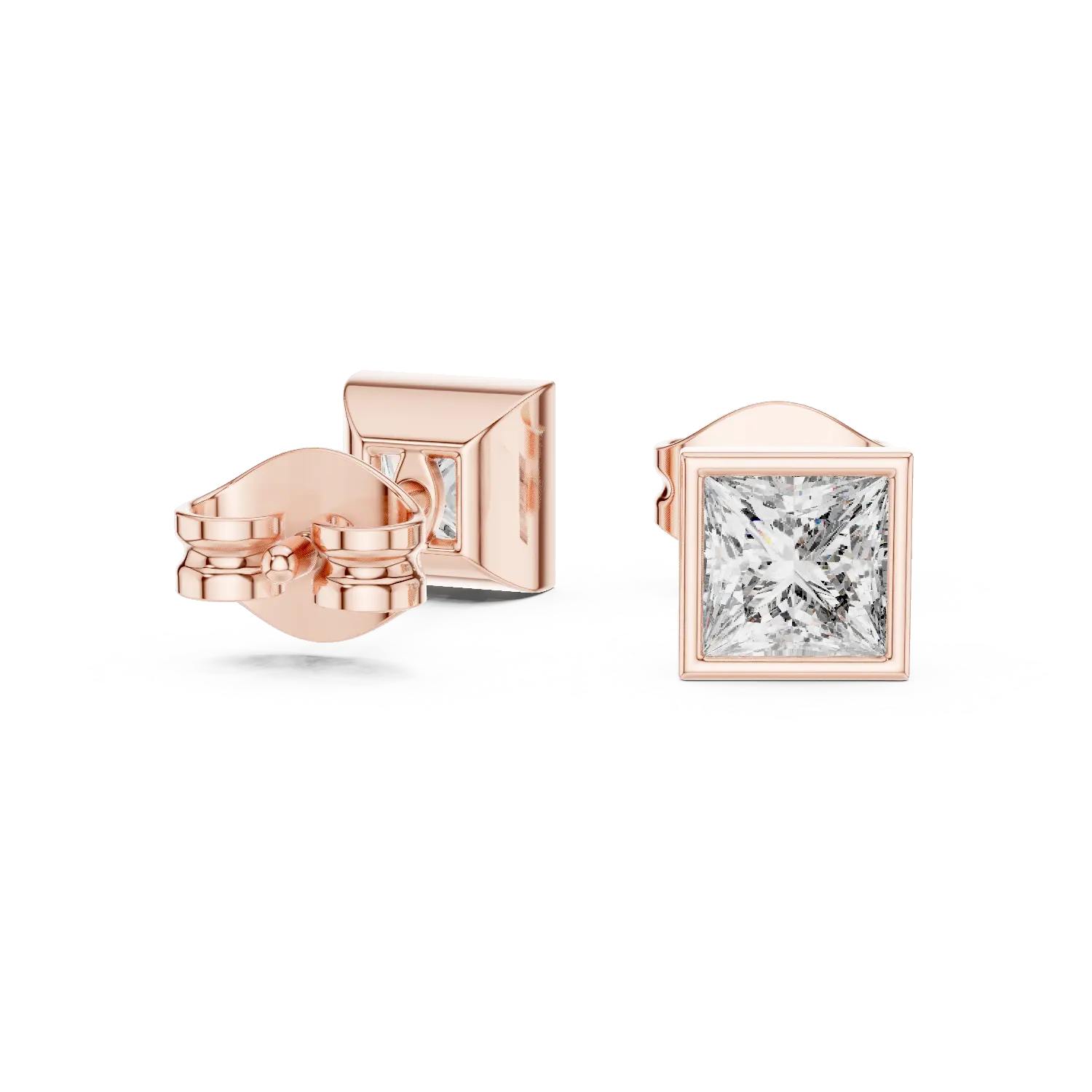 MJER53 - Princess Cut Bezel-Set Solitaire Studs