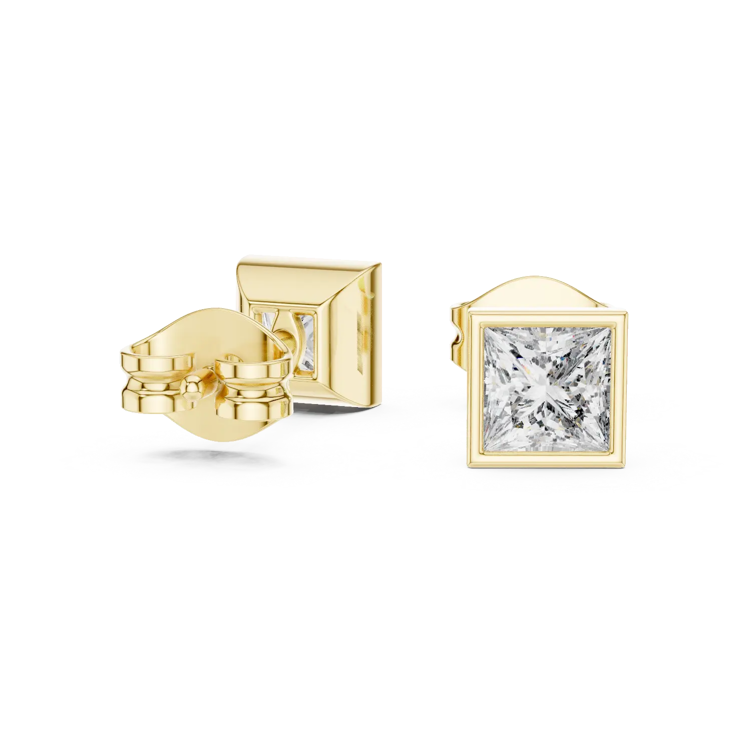 MJER53 - Princess Cut Bezel-Set Solitaire Studs