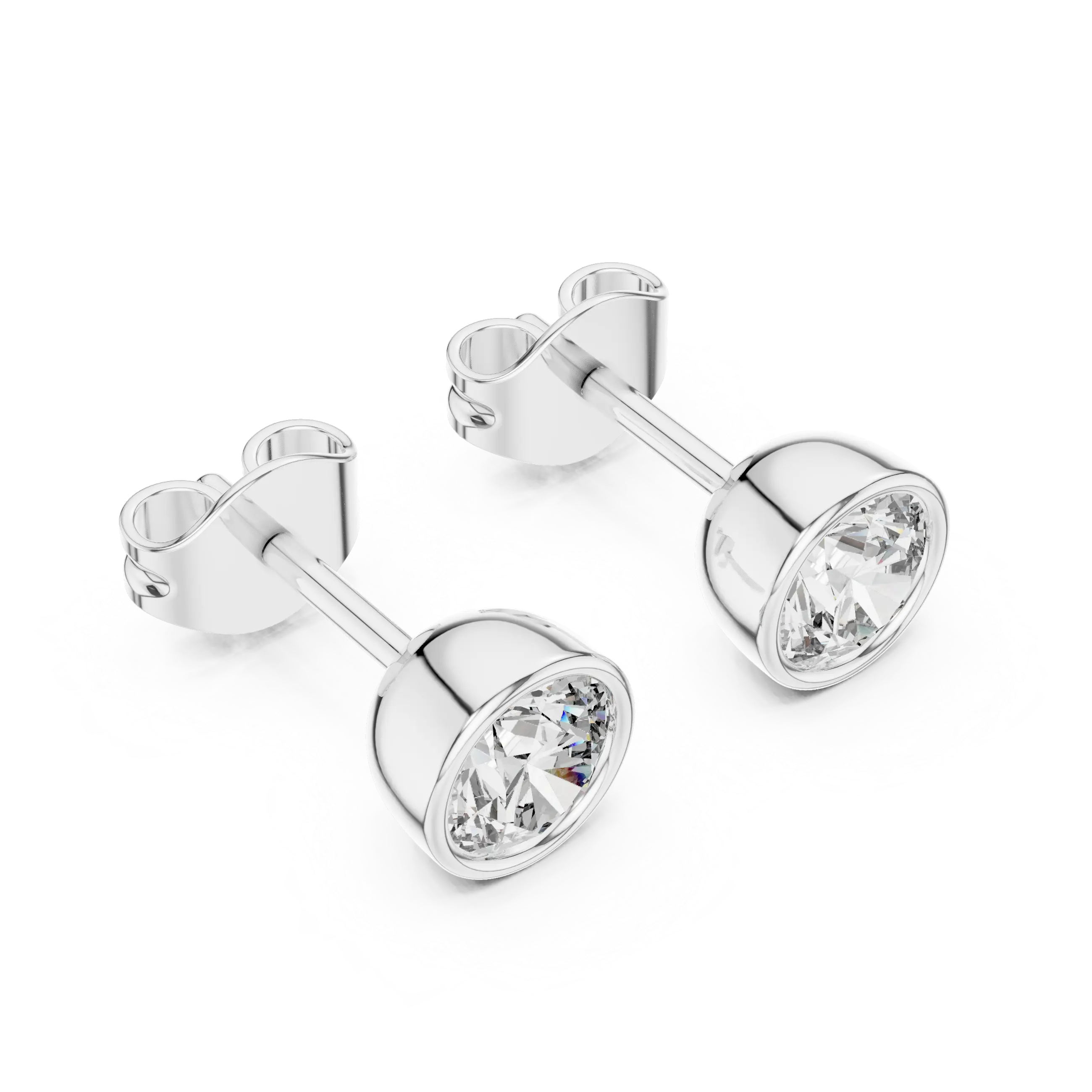 MJER81 - Modern Bezel-Set Round Brilliant Studs