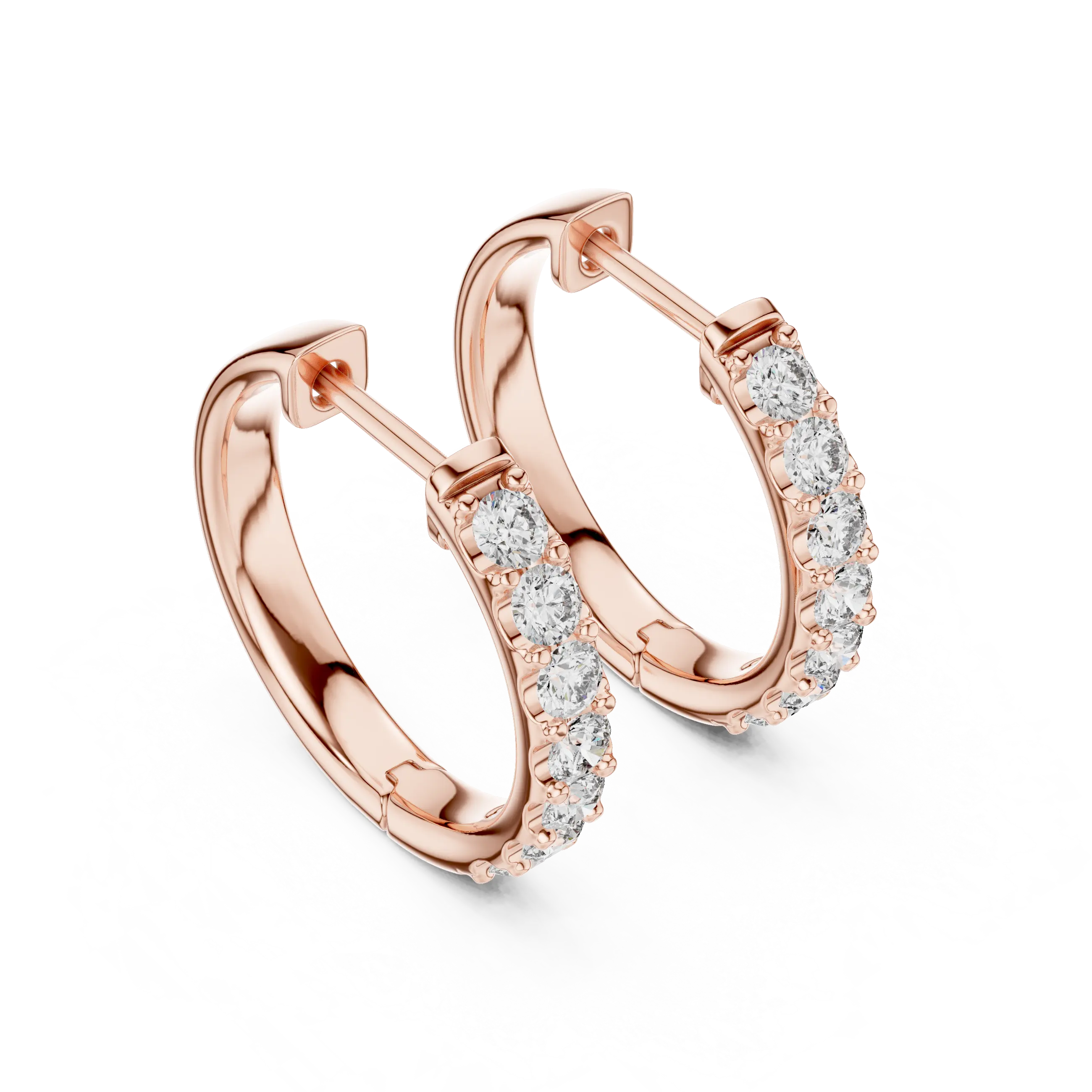 MJER57 - Classic Shared-Prong Diamond Hoop Earrings