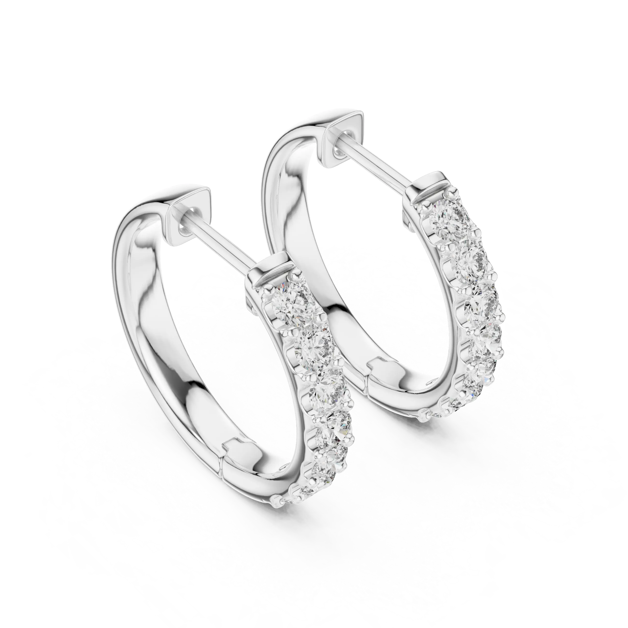 MJER57 - Classic Shared-Prong Diamond Hoop Earrings