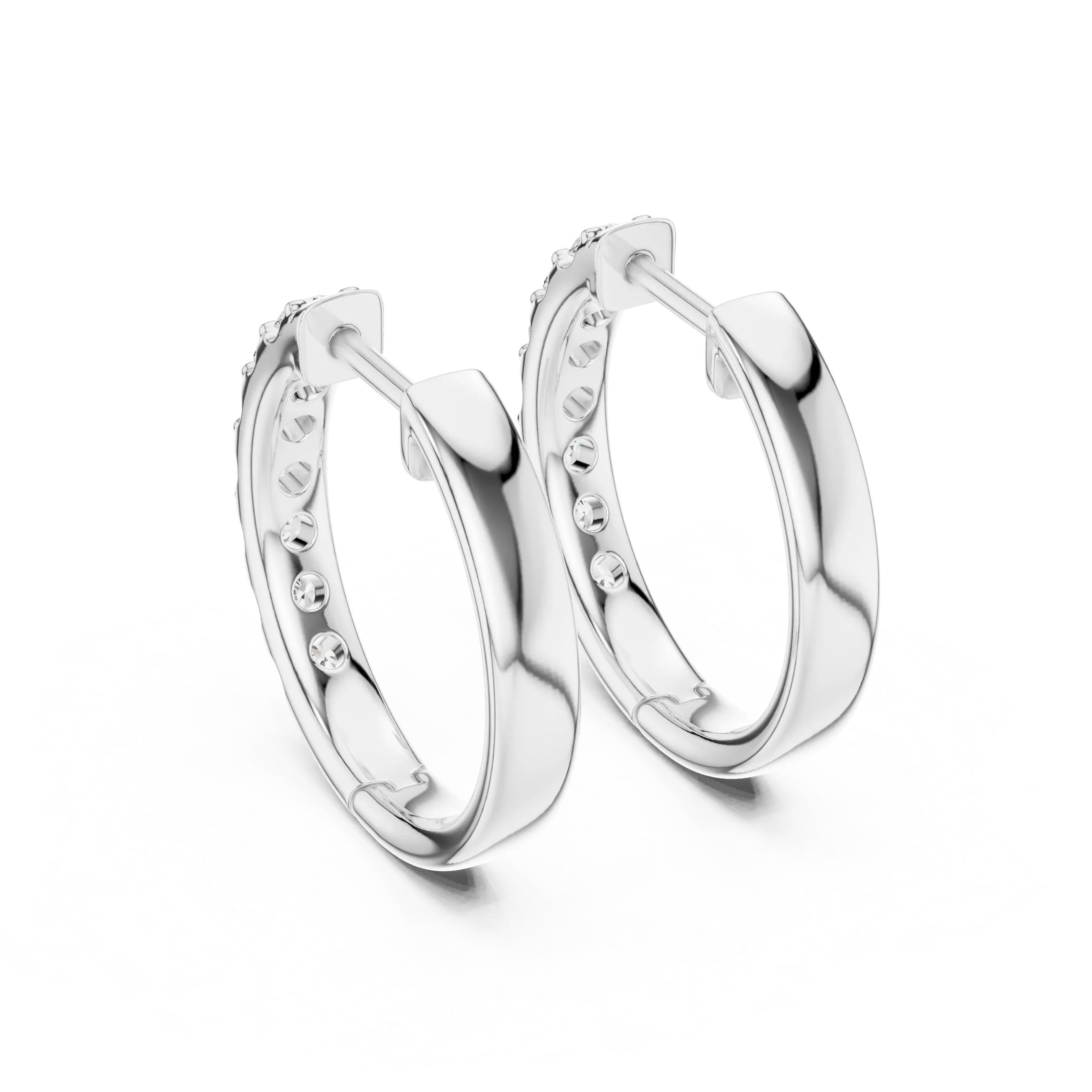 MJER57 - Classic Shared-Prong Diamond Hoop Earrings
