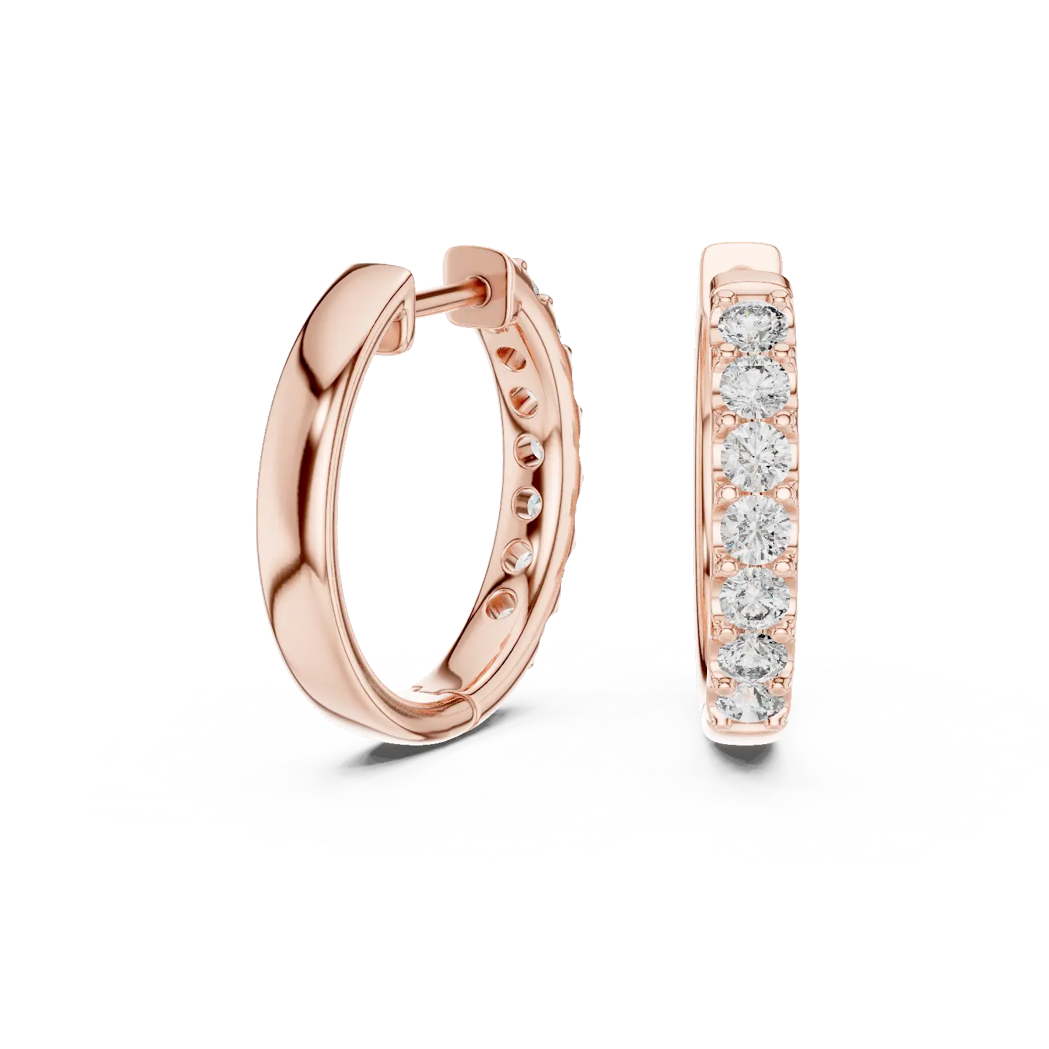 MJER57 - Classic Shared-Prong Diamond Hoop Earrings