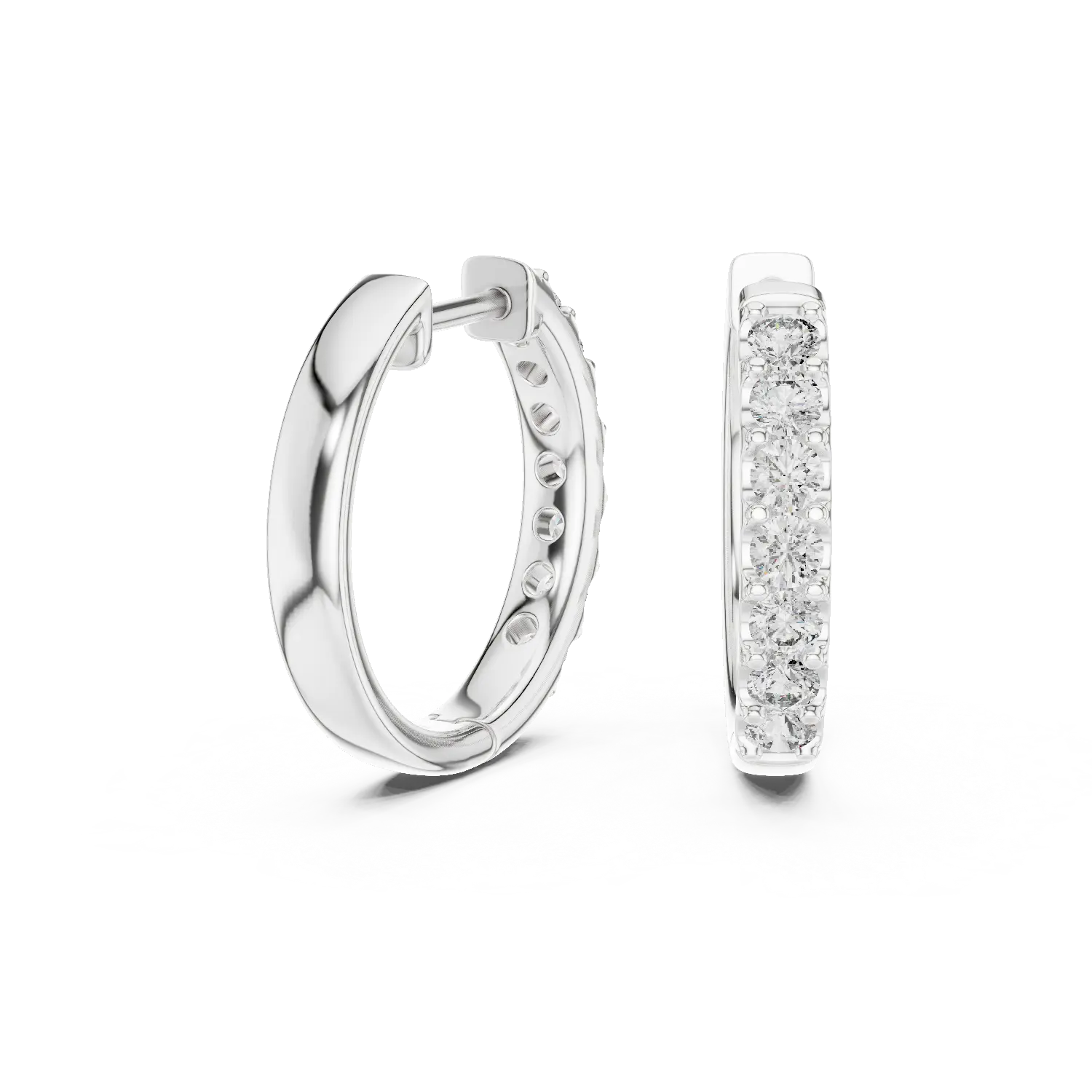 MJER57 - Classic Shared-Prong Diamond Hoop Earrings