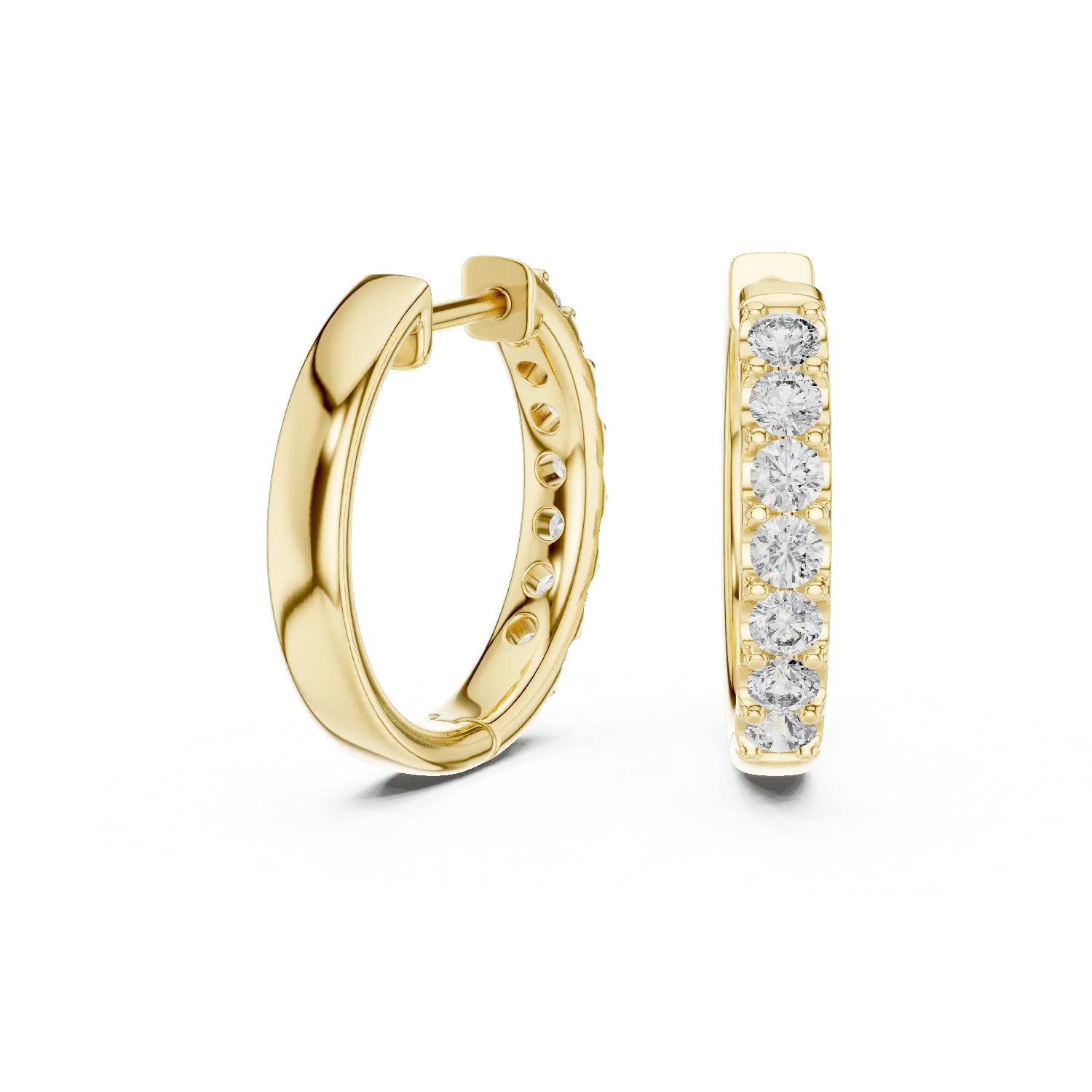MJER57 - Classic Shared-Prong Diamond Hoop Earrings