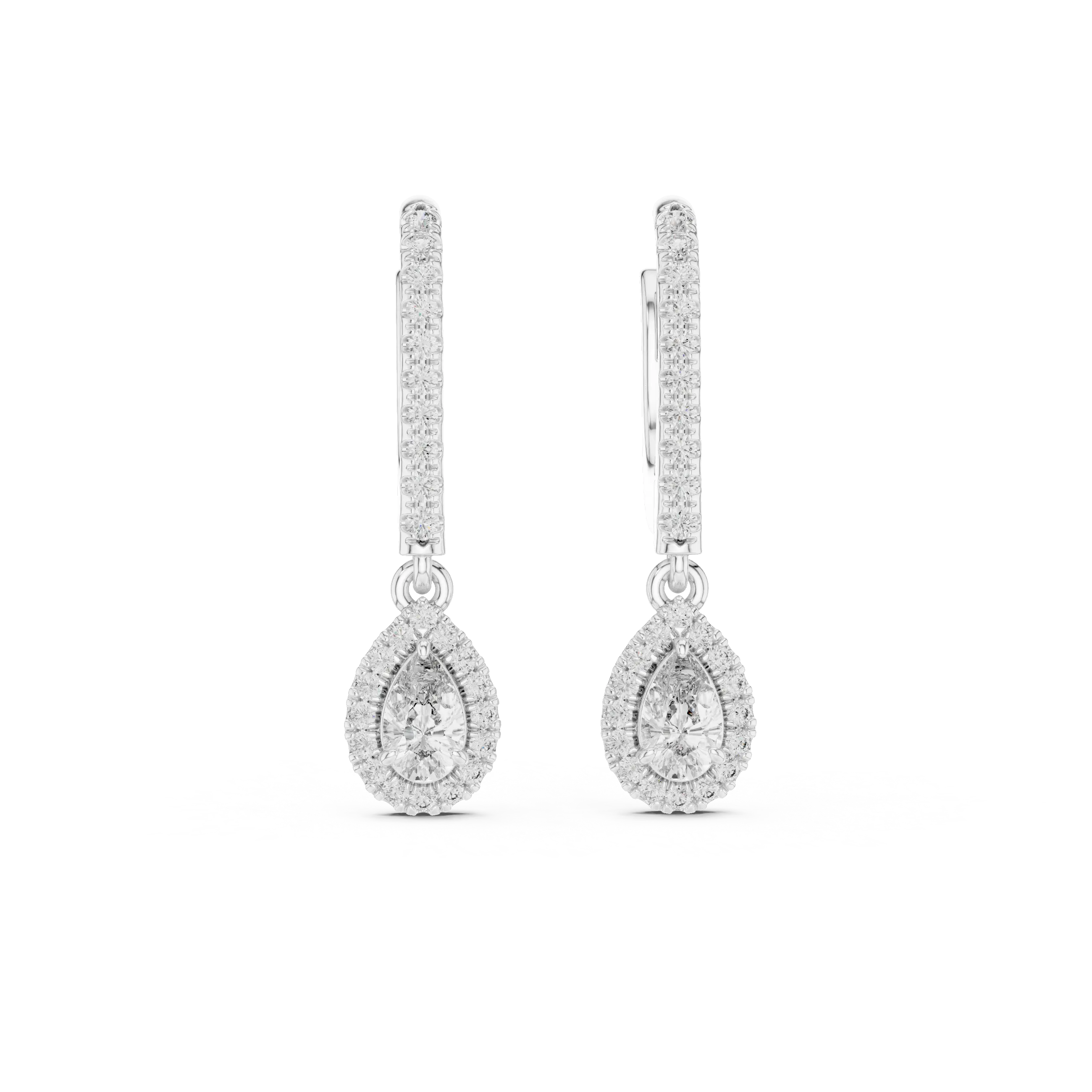 MJER40 - Pear Halo Lever Back Drop Earrings